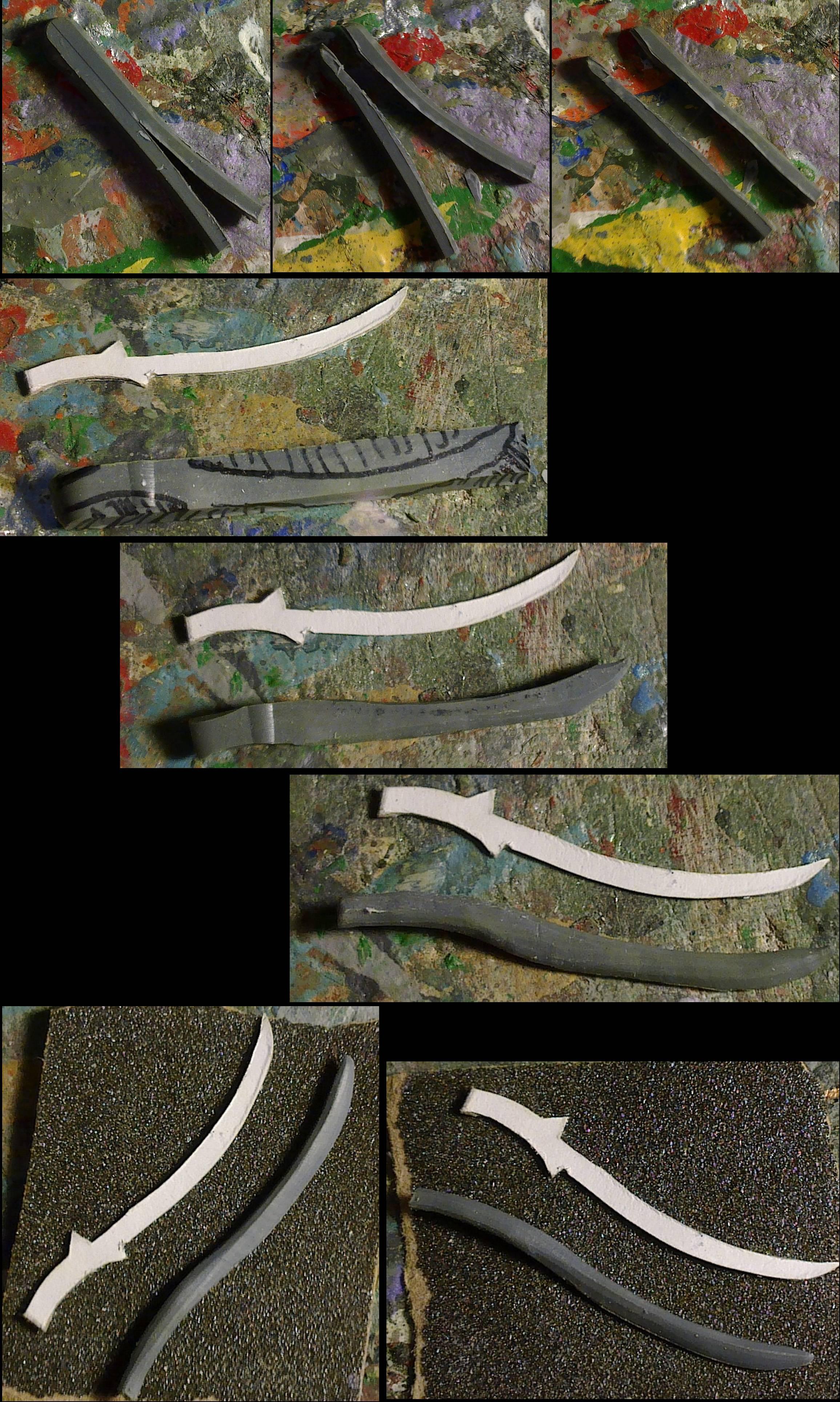 Carving a sword from sprue