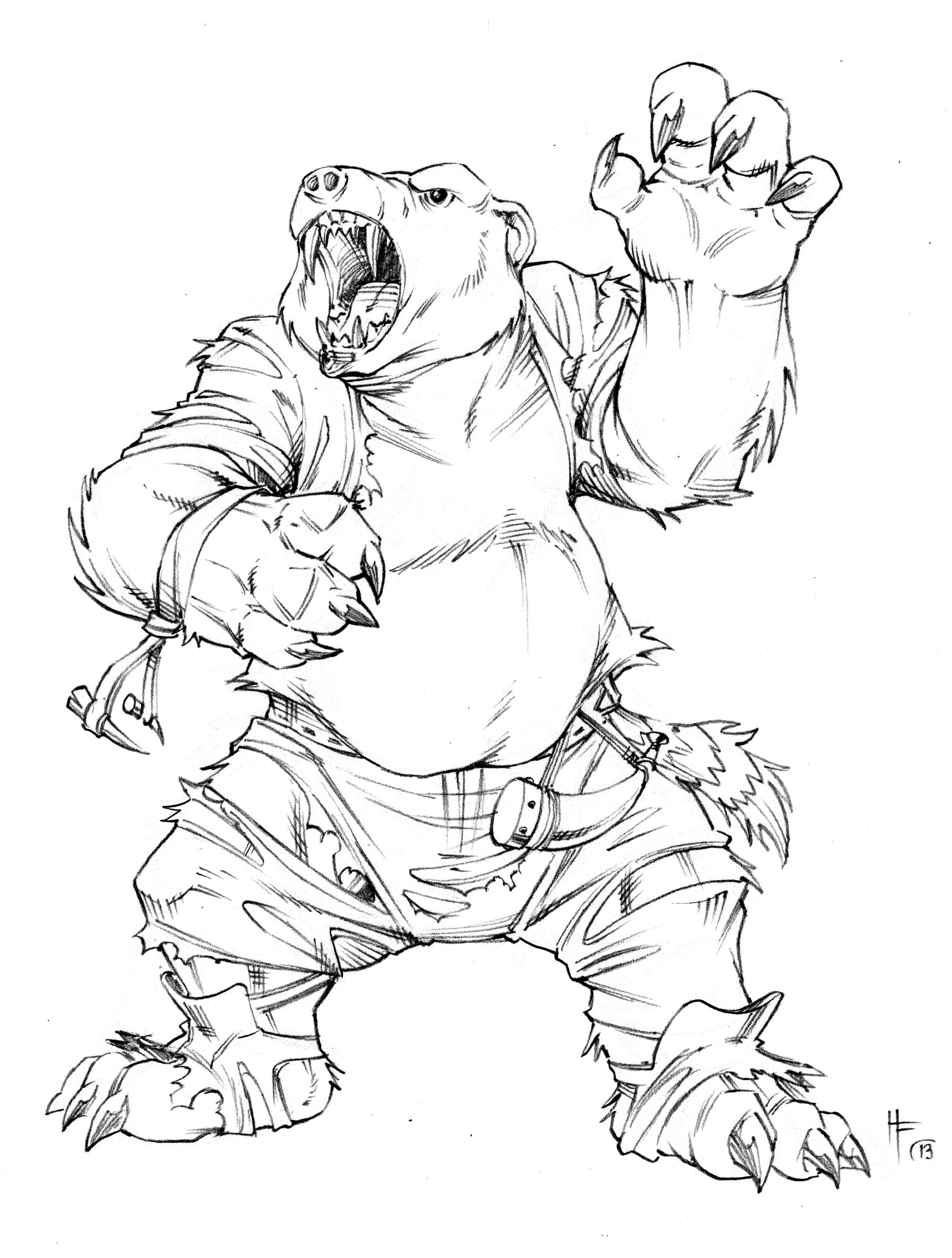 Werebear B&amp;W Concept Art