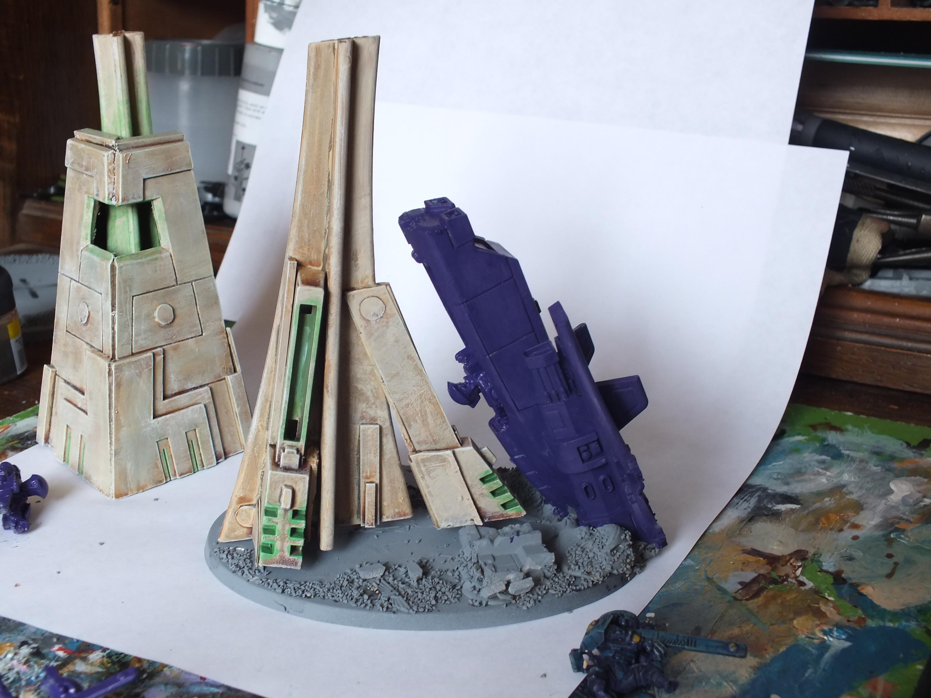 Crashed Tau - Necron Pylon base WIP 2