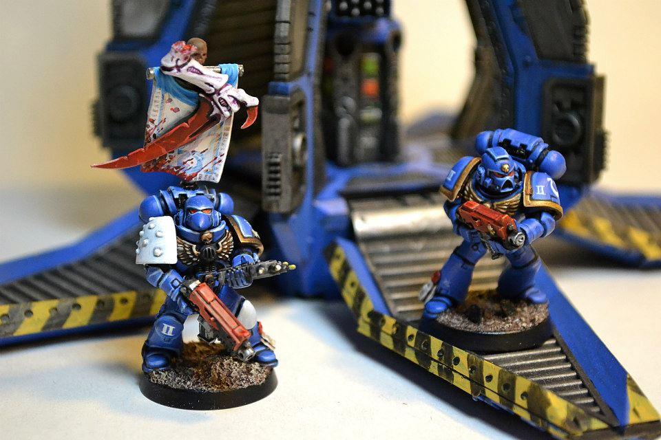 Banner, Drop Pod, Space Marines, Tyrannic Veterans, Ultramarines