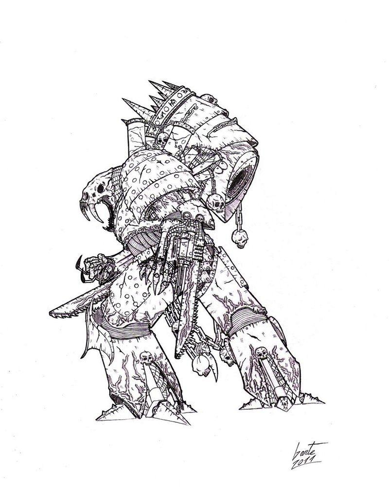 Chaos, Chaos Space Marines, Drawing, Sketch, Warhammer 40,000