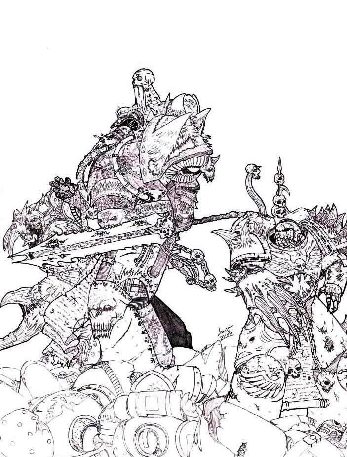 Chaos, Chaos Space Marines, Drawing, Sketch, Warhammer 40,000
