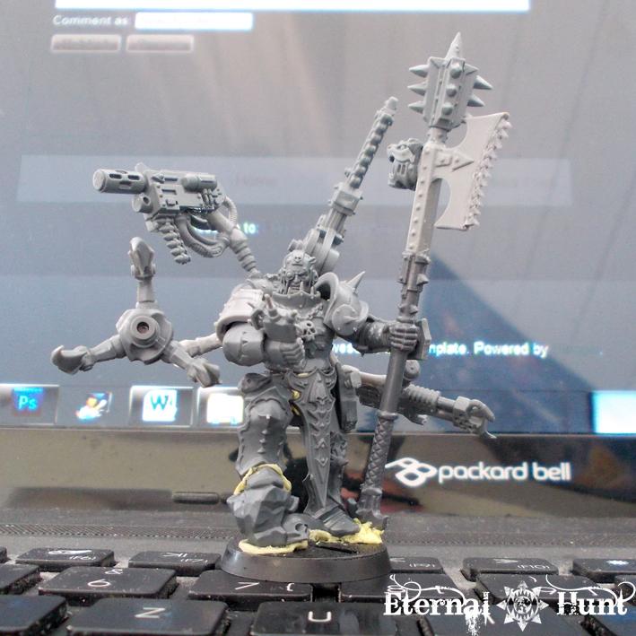 Chaos, Chaos Lord, Chaos Space Marines, Conversion, Huntmaster, Khorne, Khorne's Eternal Hunt, Kitbash, Tech Marine, Warhammer 40,000, Warpsmith, Work In Progress, World Eaters