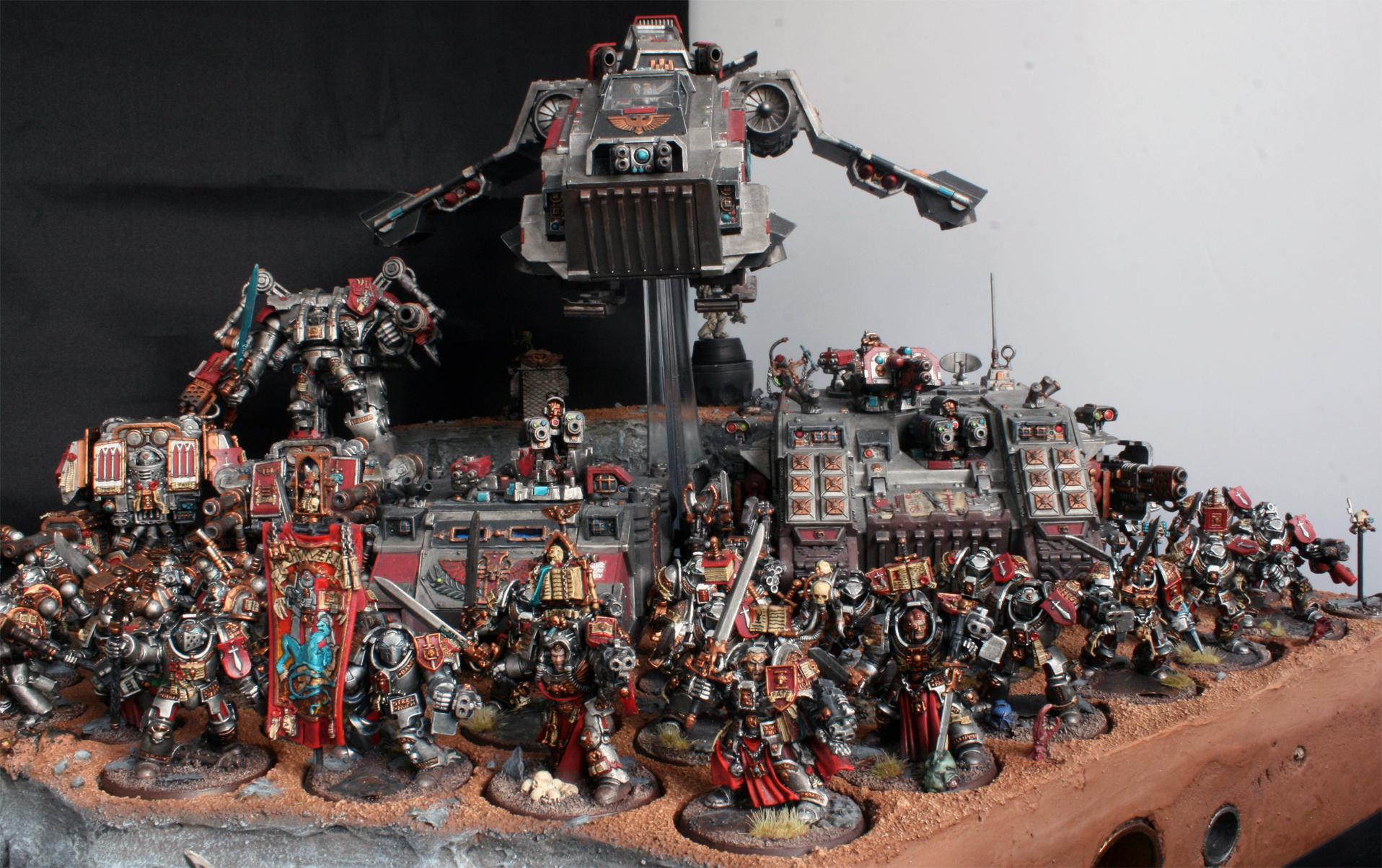 Arkaal, Display, Dreadknigh, Dreadnought, Forge, Grey, Hector, Henchmen, Inquisitor, Knights, Land, Librarian, Lok, Raider, Raven, Rex, Rhino, Solomon, Stern, Storm, Tray, World