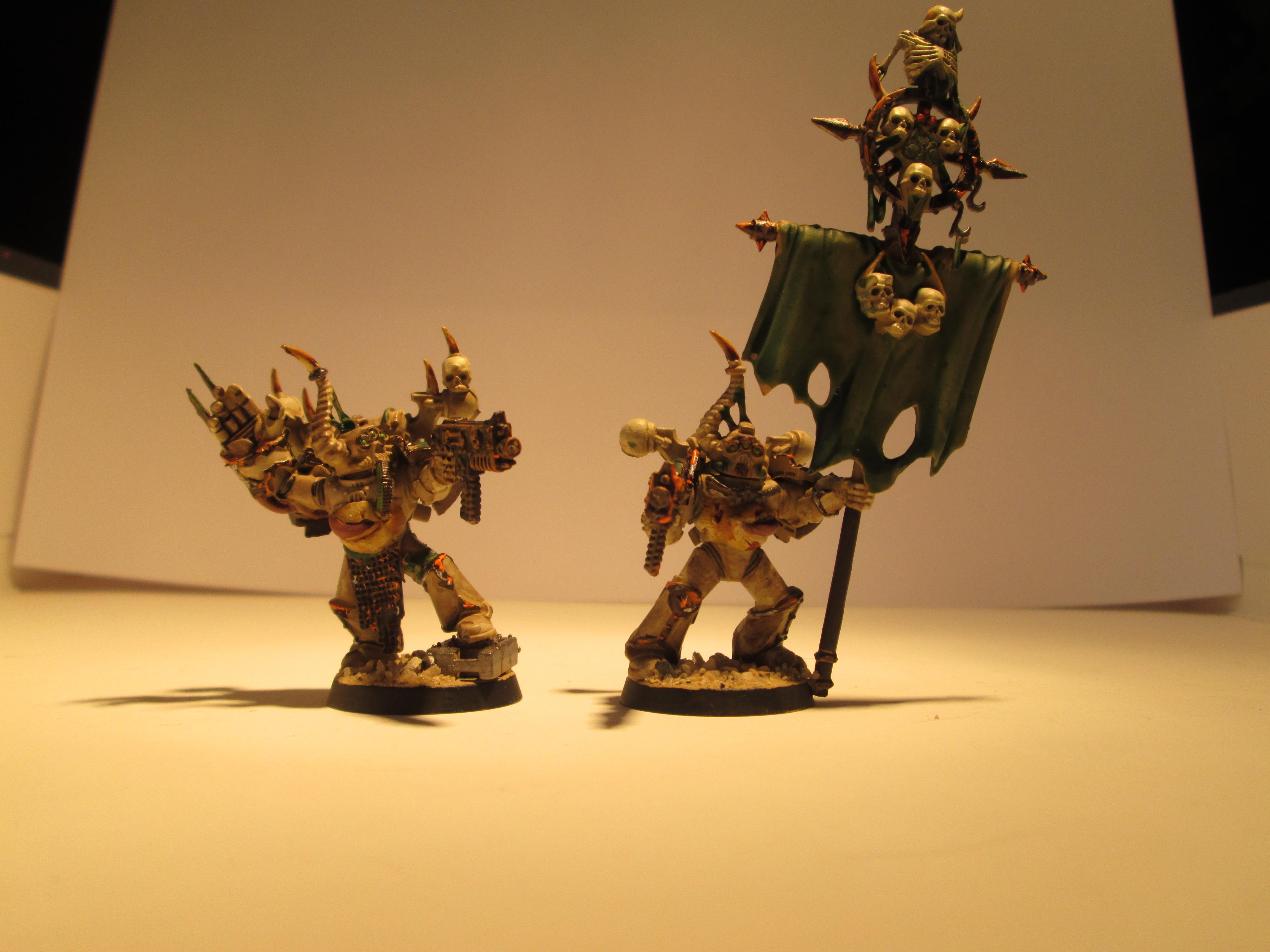 Champion, Chaos Space Marines, Death Guard, Mark Of Nurgle, Nurgle, Plague Marines, Standard Bearer