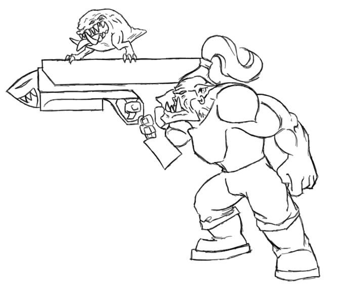 Ork Tank Busta Line Art-First Stage