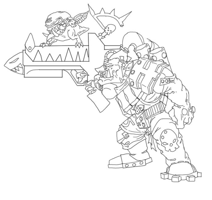Ork Tank Busta Line Art