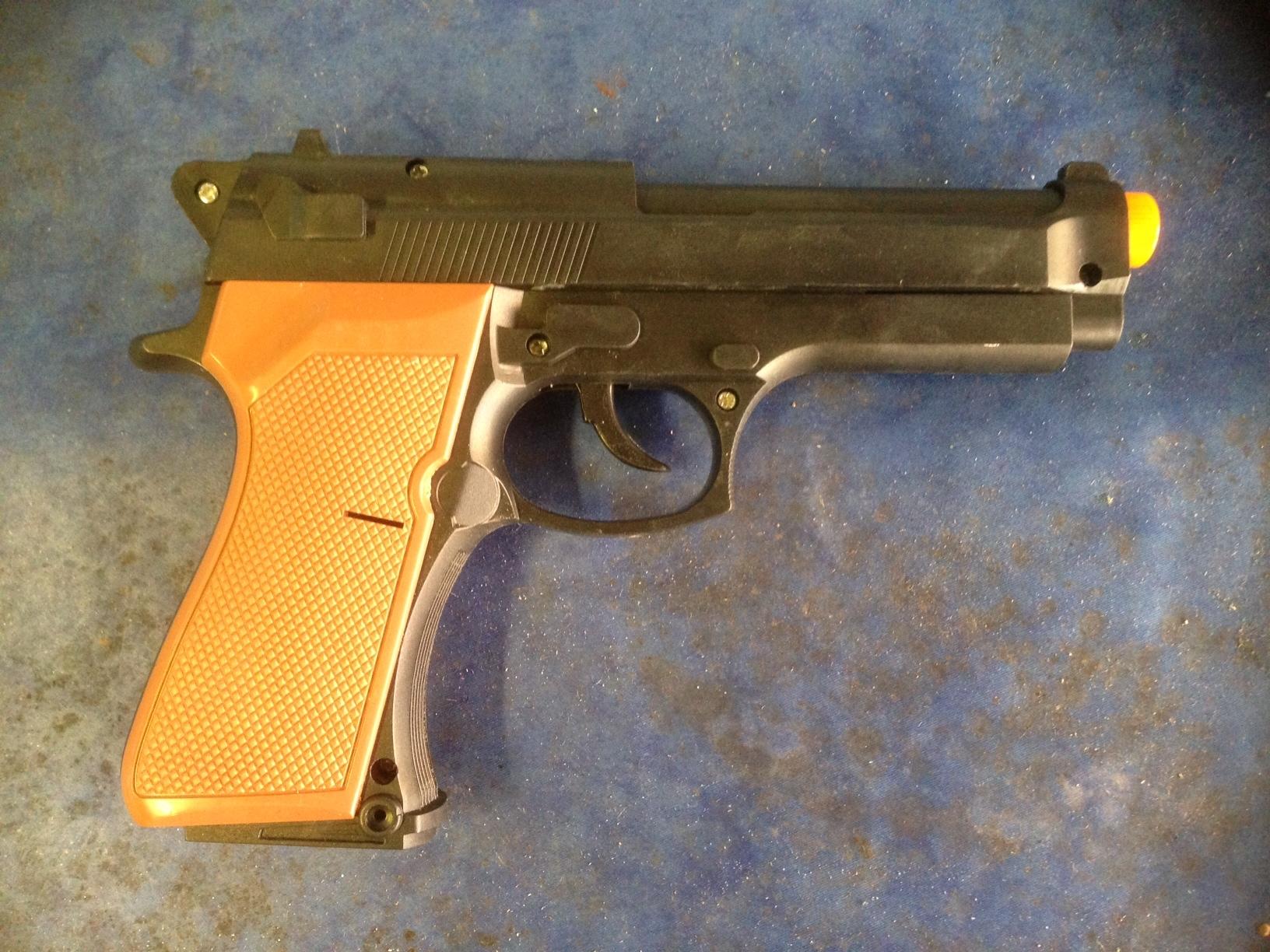 this pistol will do for the grip and the sounds effects