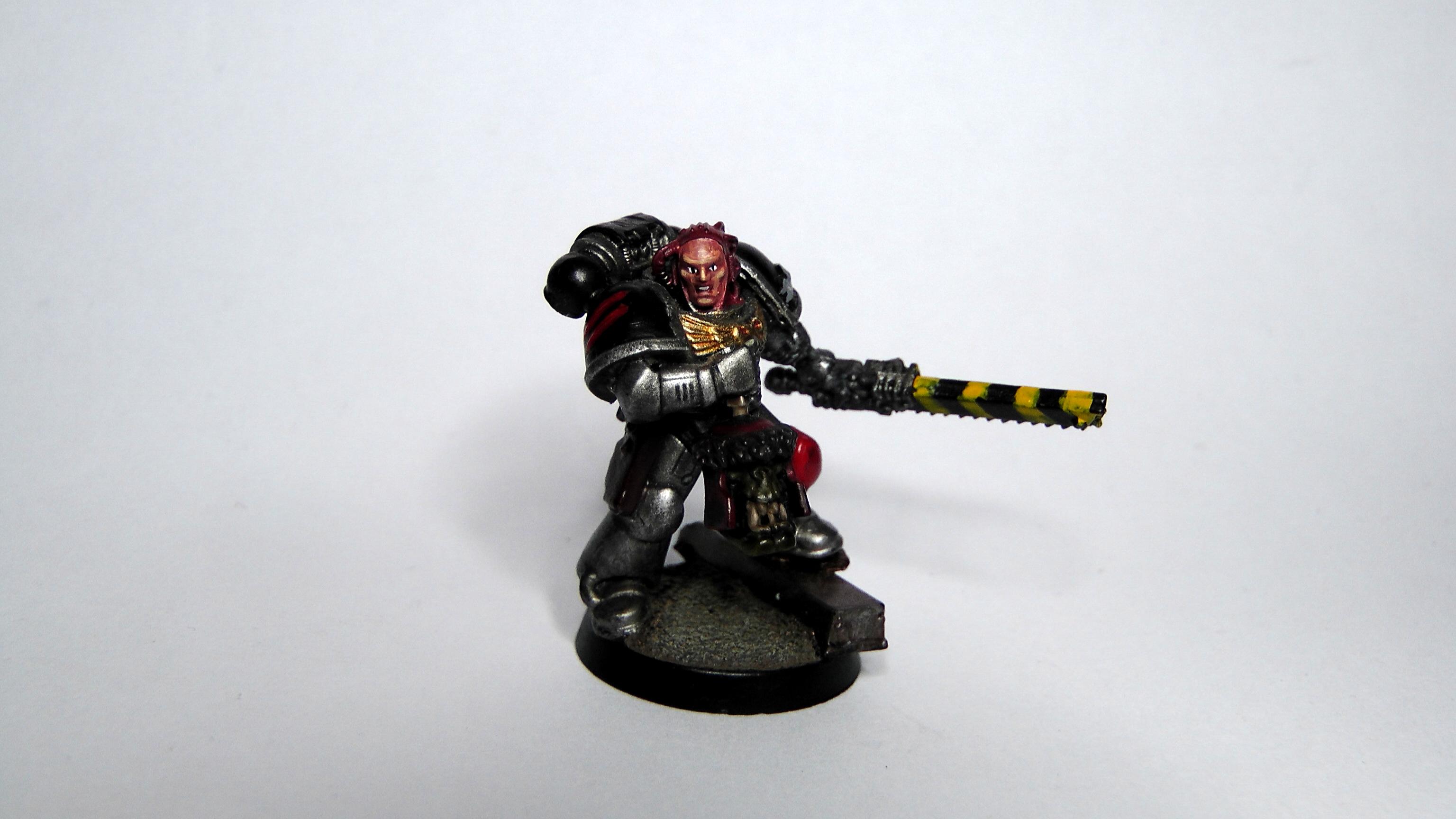 Chainsword, Face, Ork Head, Sergeant, Silver Skulls, Space Marines, Urban Base, Warhammer 40,000