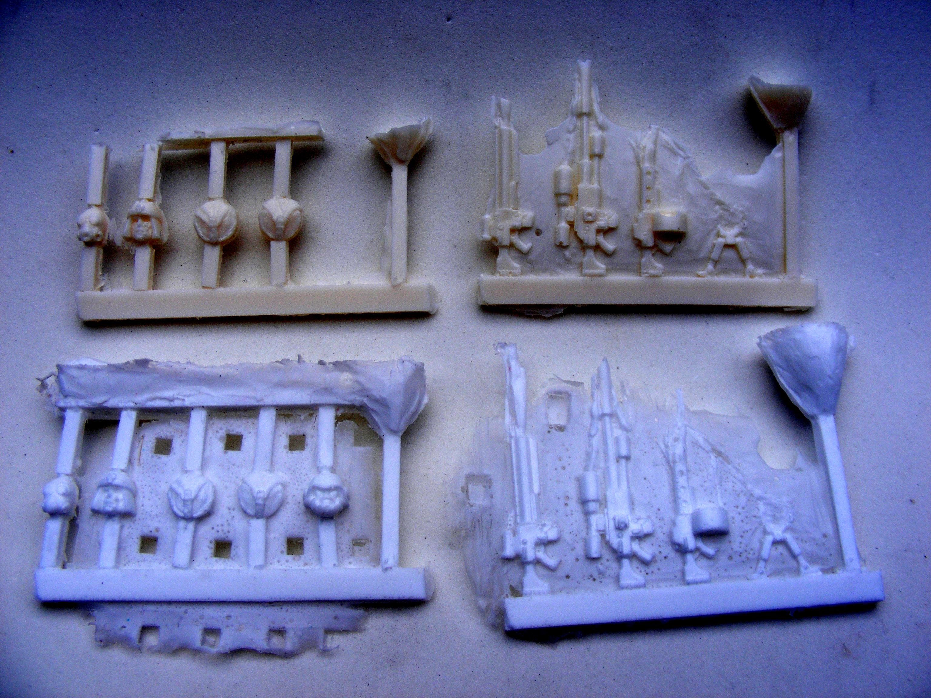 horrid image of casts with 2 types of resin