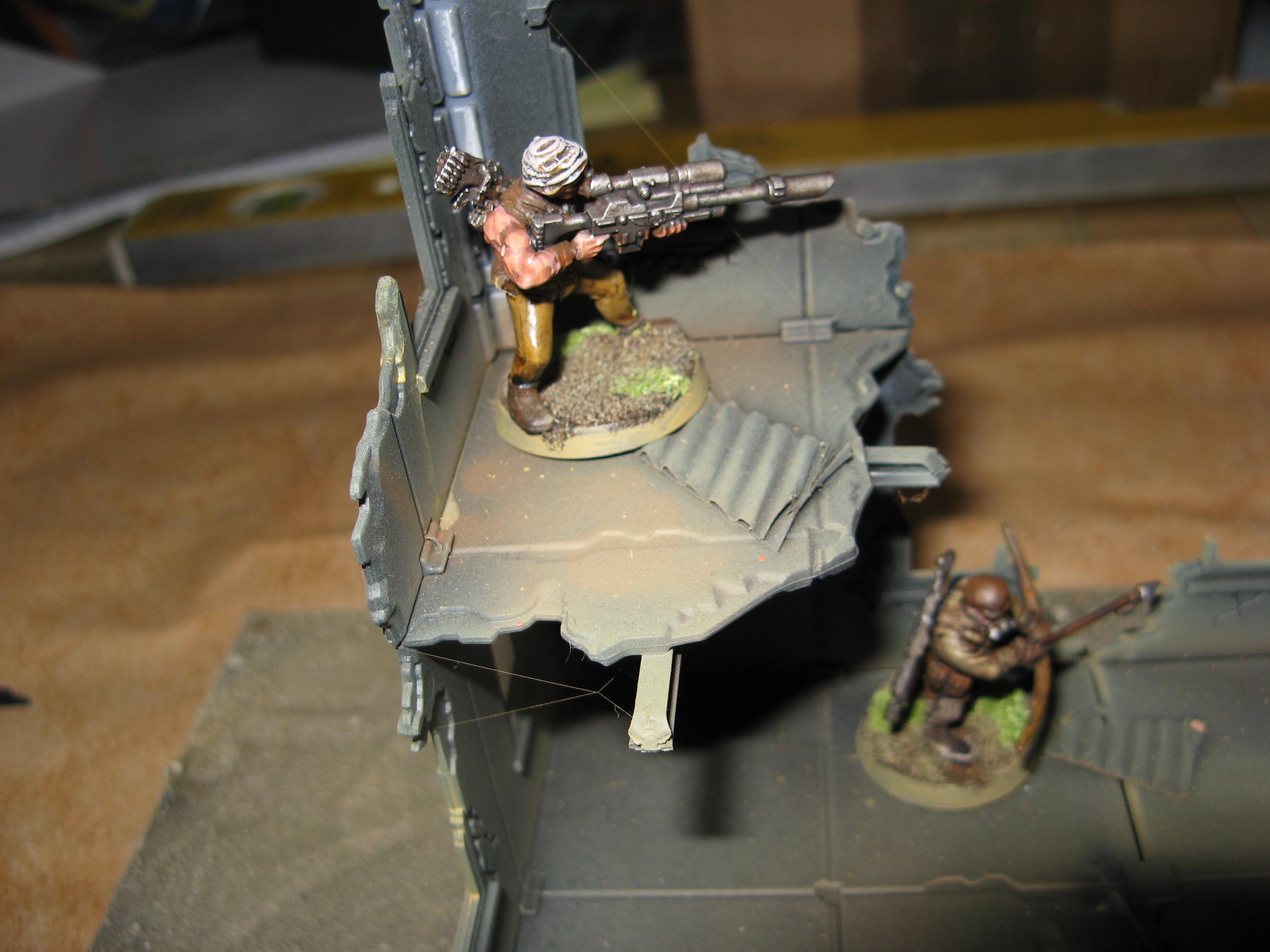 A healthy mixture of imperial weapons and hunting tools modified with IED's