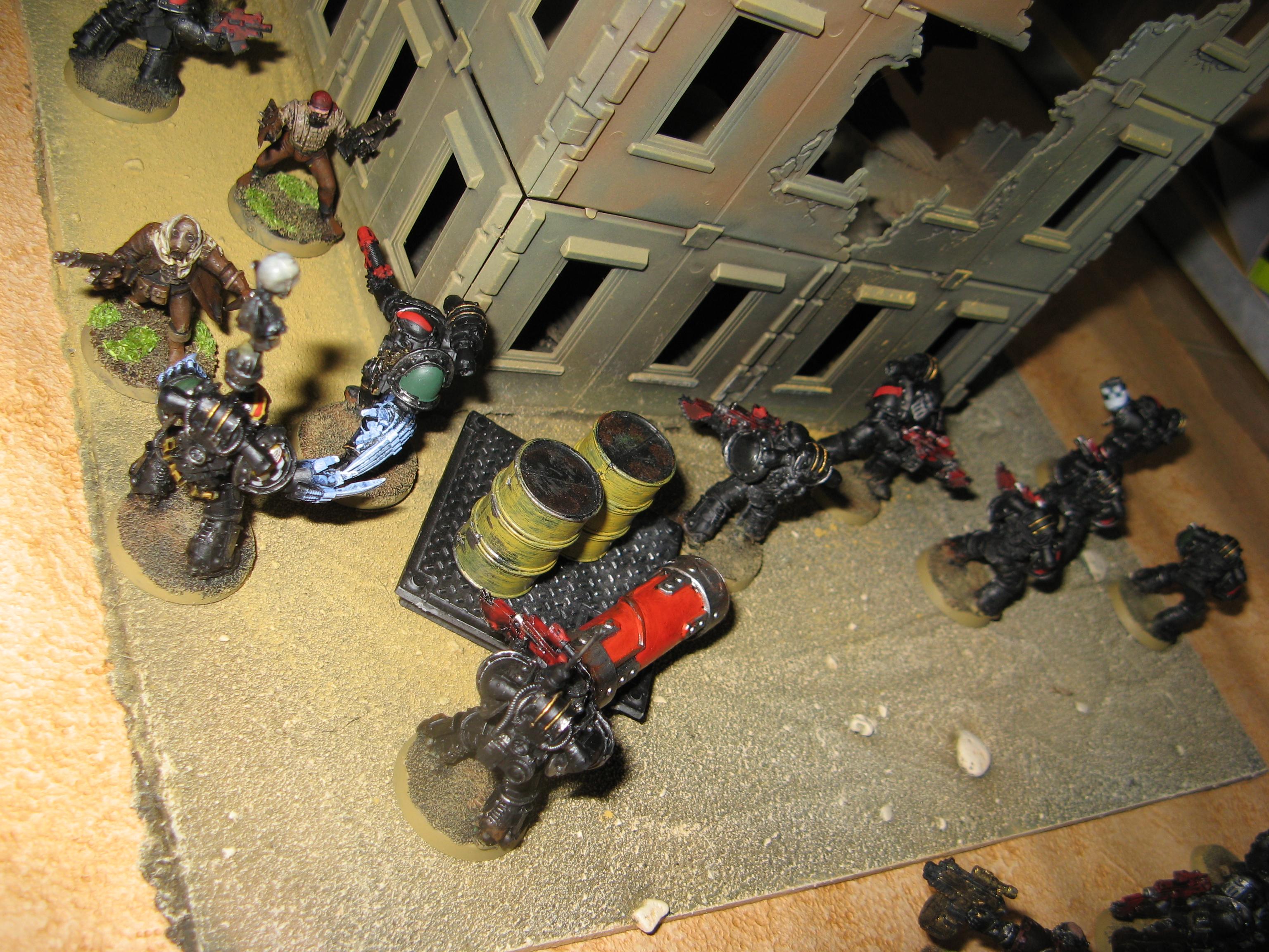 All hell breaks loose as the astartes react to the ambush with holy bolt shells and teeth of swords
