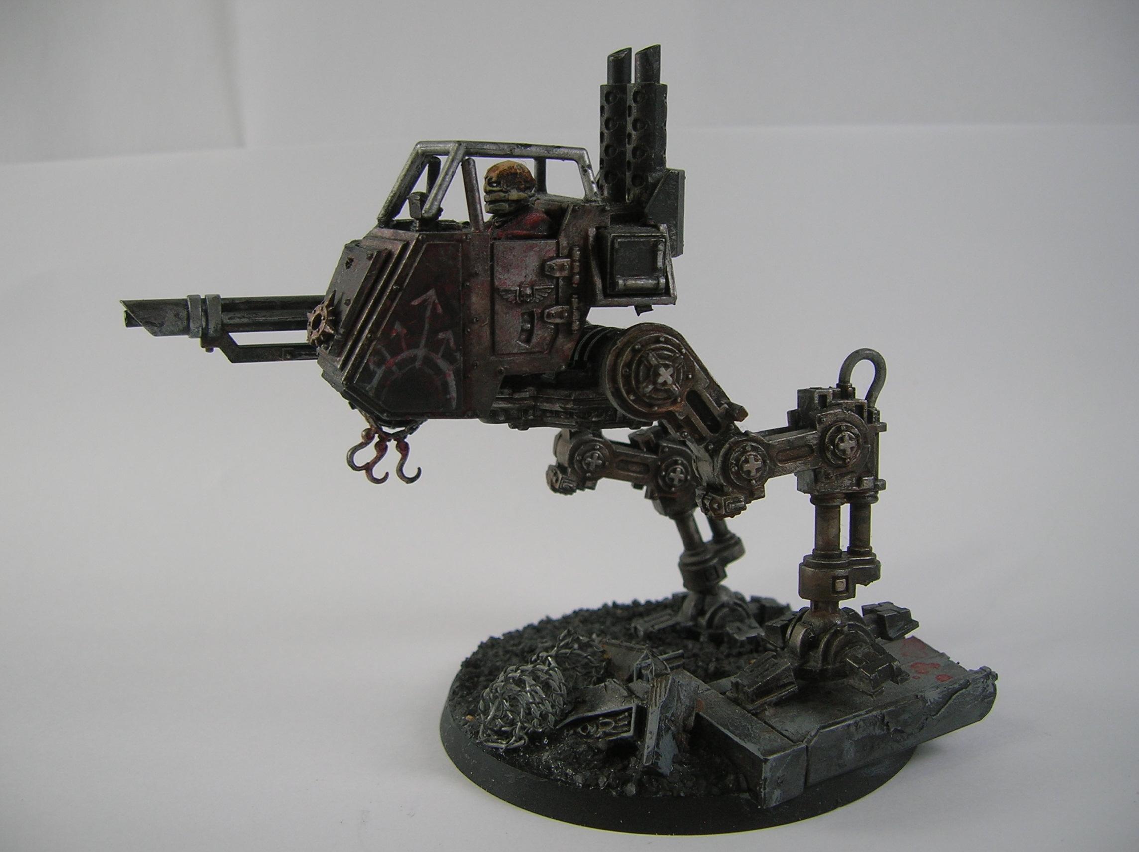 Renegae, Sentinel, This sentinel was stolen from an Imperial armoury and adorned with chains and markings to aid the cultists in their horrific rituals