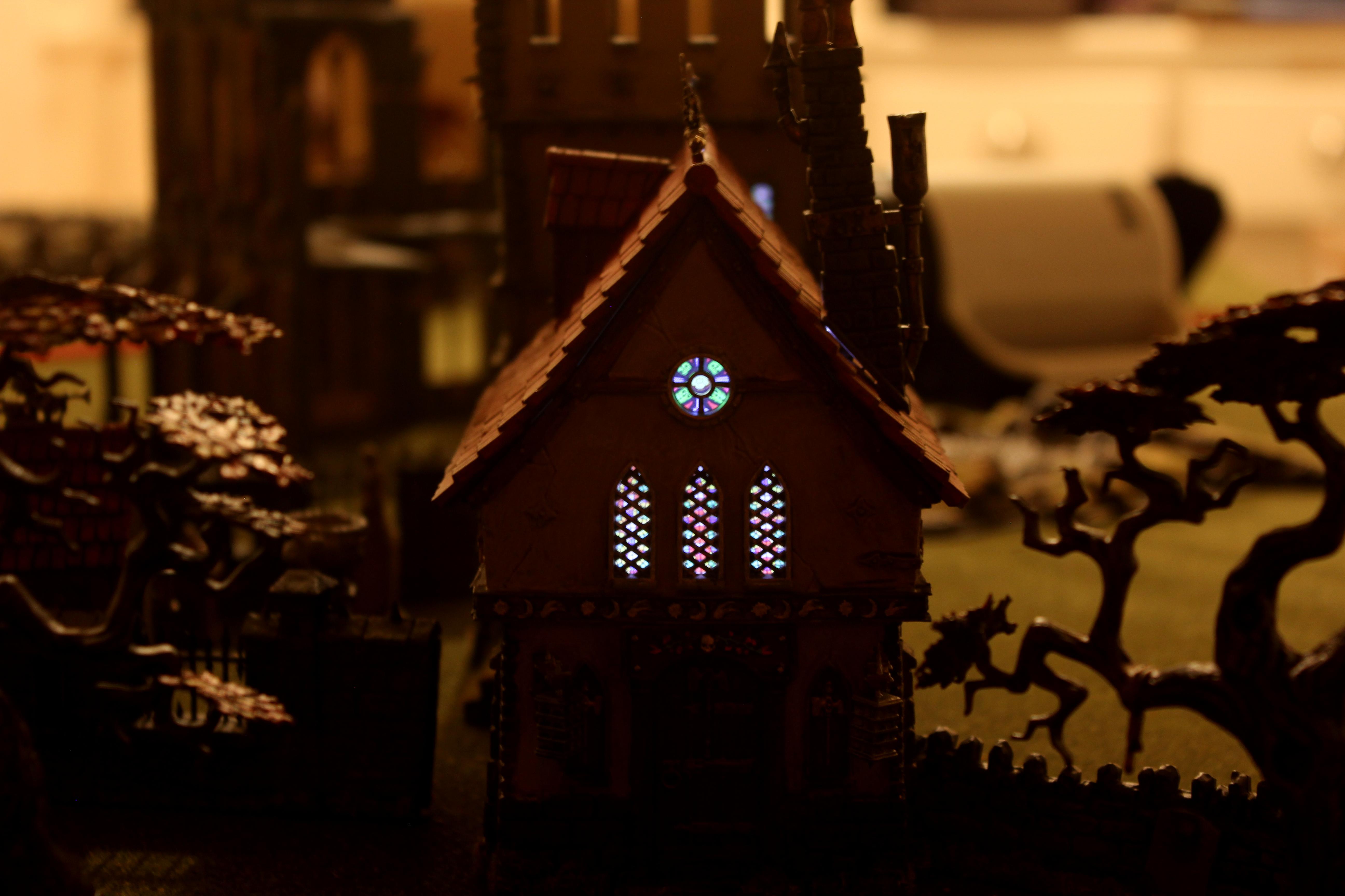 Church, Fortified Manor, Games Workshop, LED, Lights, Terrain, Warhammer Fantasy, Warhammer Terrain
