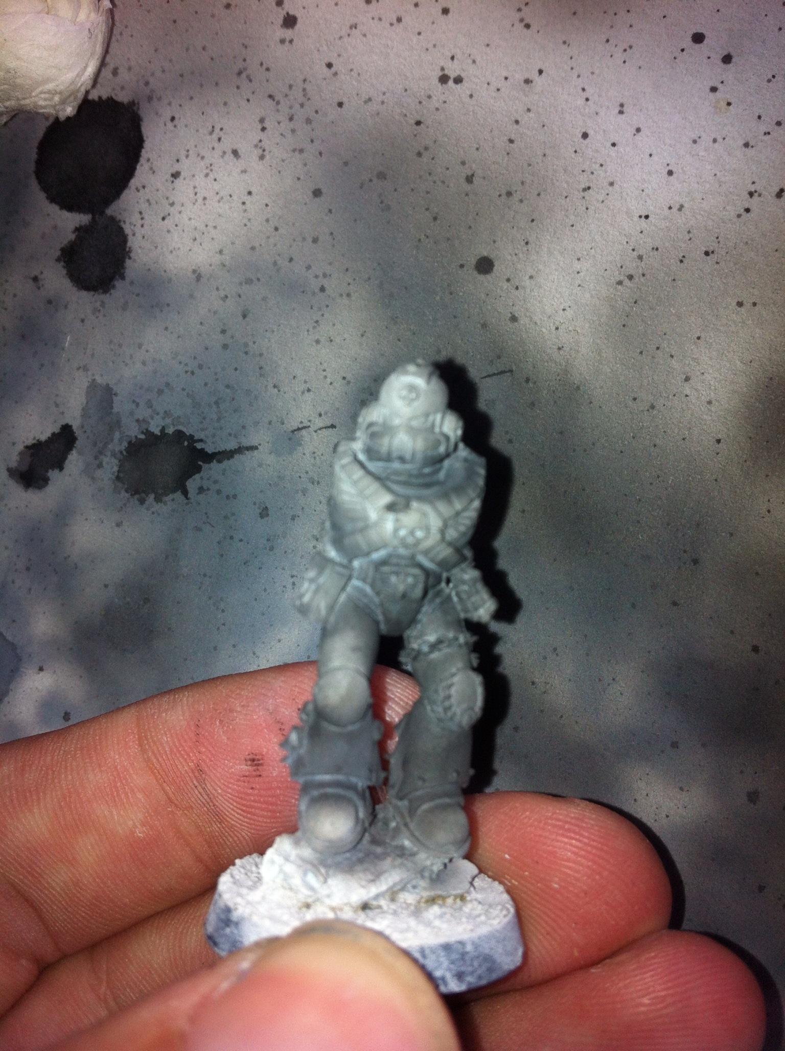 Primed white then add greys to get darker and darker