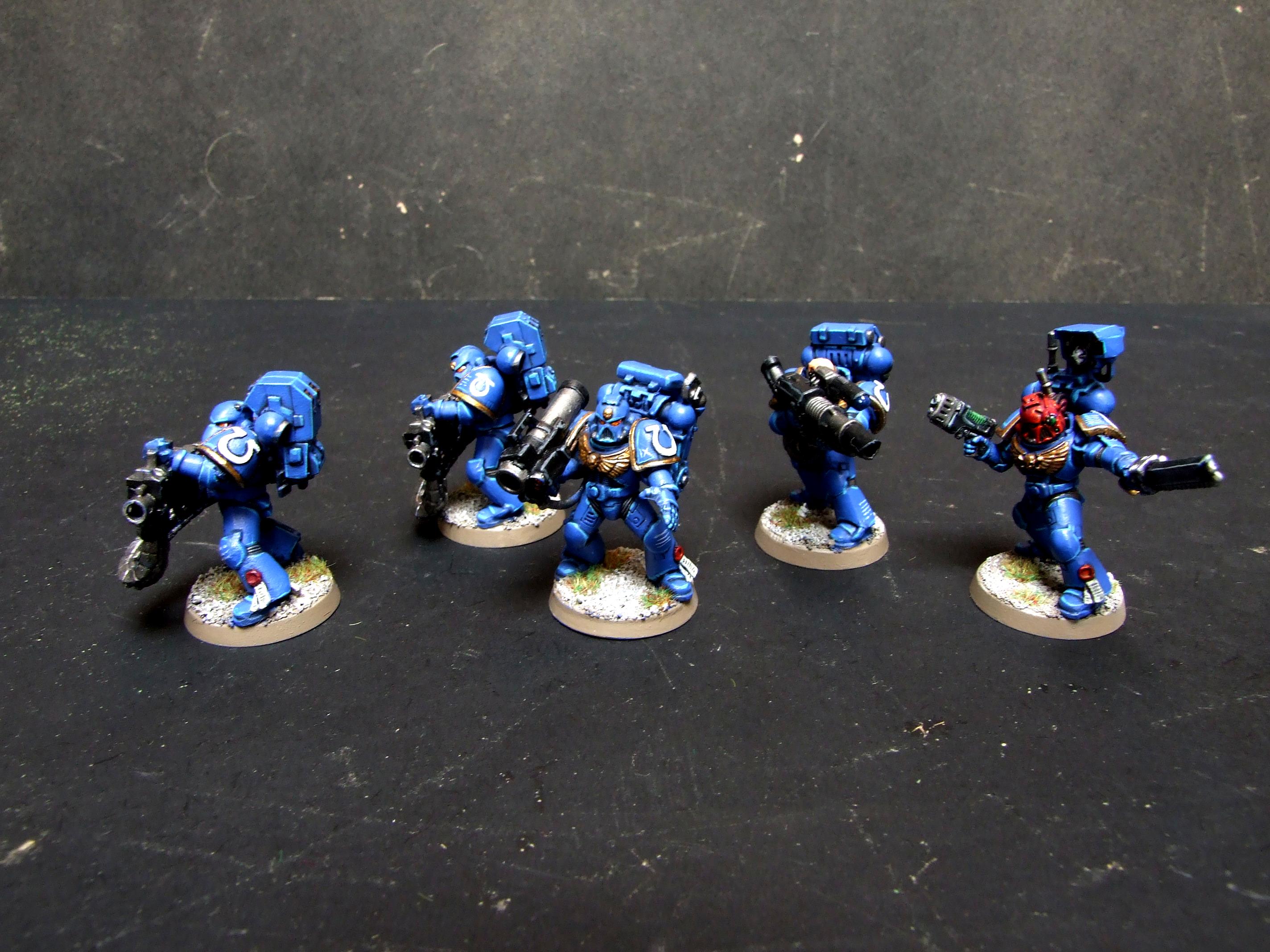 Blue, Heavy Bolter, Heavy Weapon, Imperial, Lasscannon, Missile Luancher, Sergeant, Signum, Space Marines, Ultramarines, Warhammer 40,000