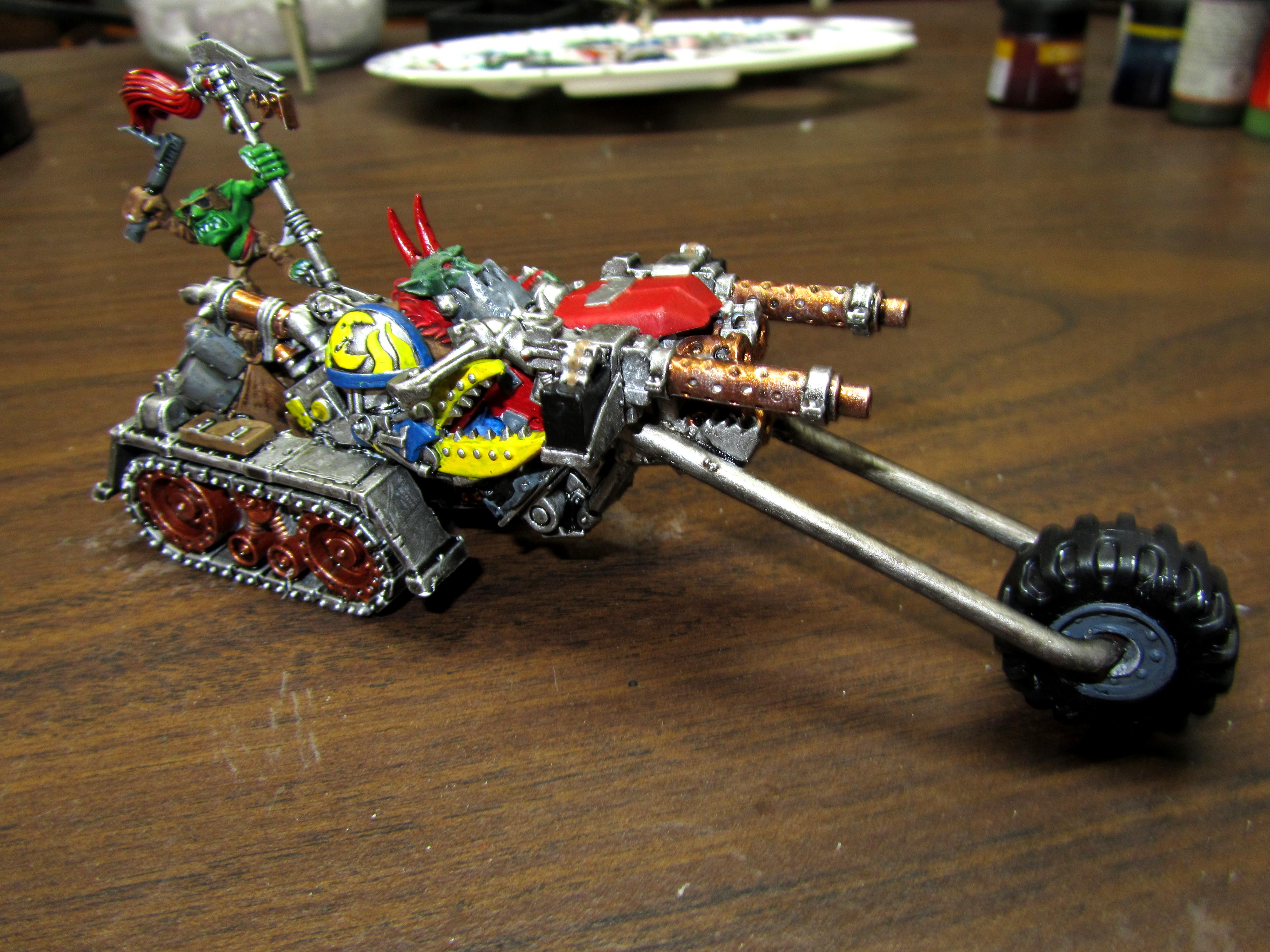 Orks, Warbike, Warboss on Warbike (left)