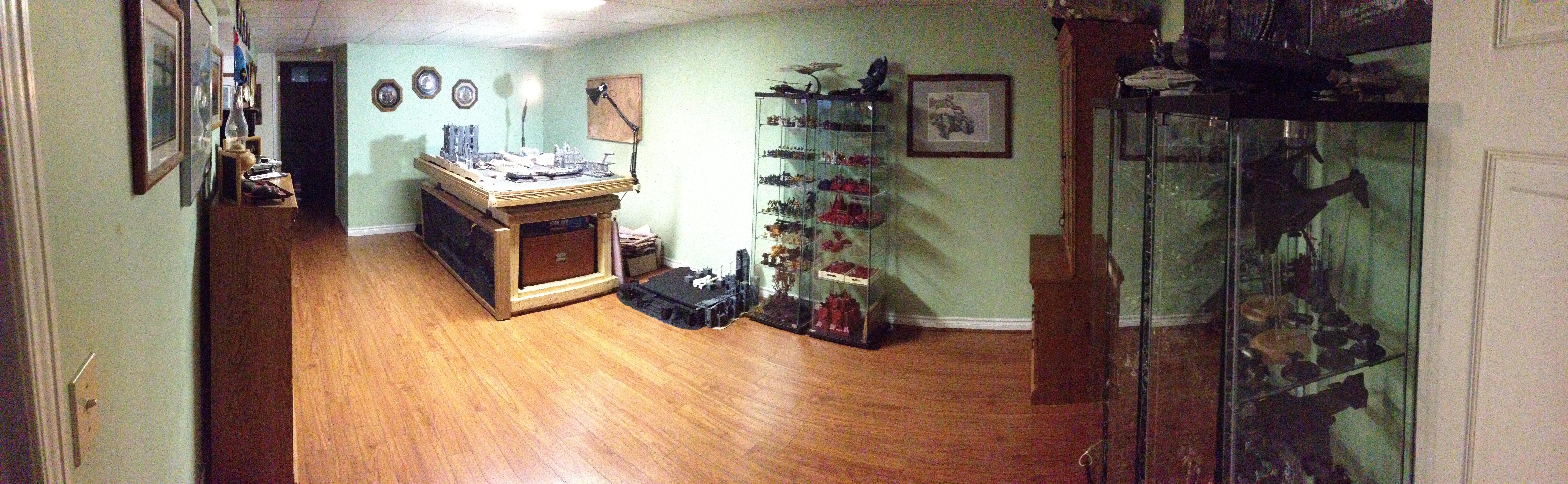 Looking towards the back of the rec room. Table is in the open space now ..