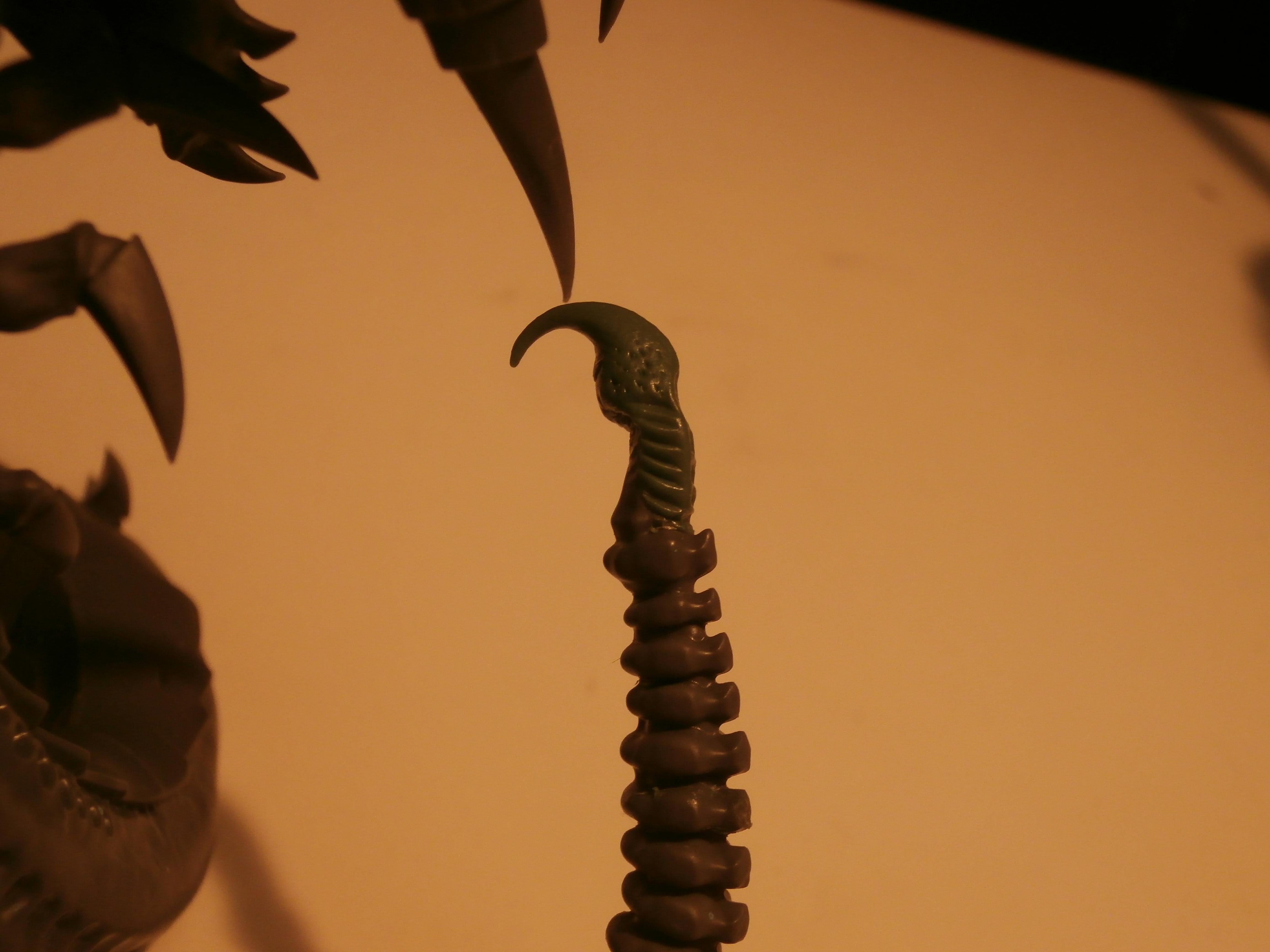 Tail green stuff addition. Its a stinger kind of thing, I thought that the default tail needed more!