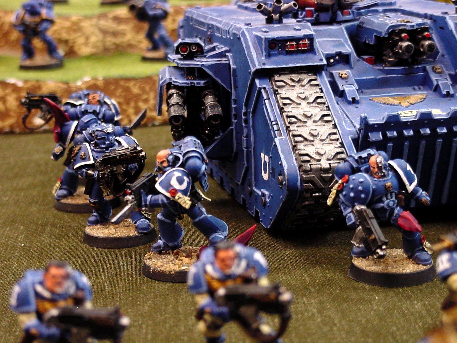 Conversion, Custom, Hard Edge Highlighting, Land Raider, Space Marines, Tyranic War Veterans, Ultramarines, Warhammer 40,000