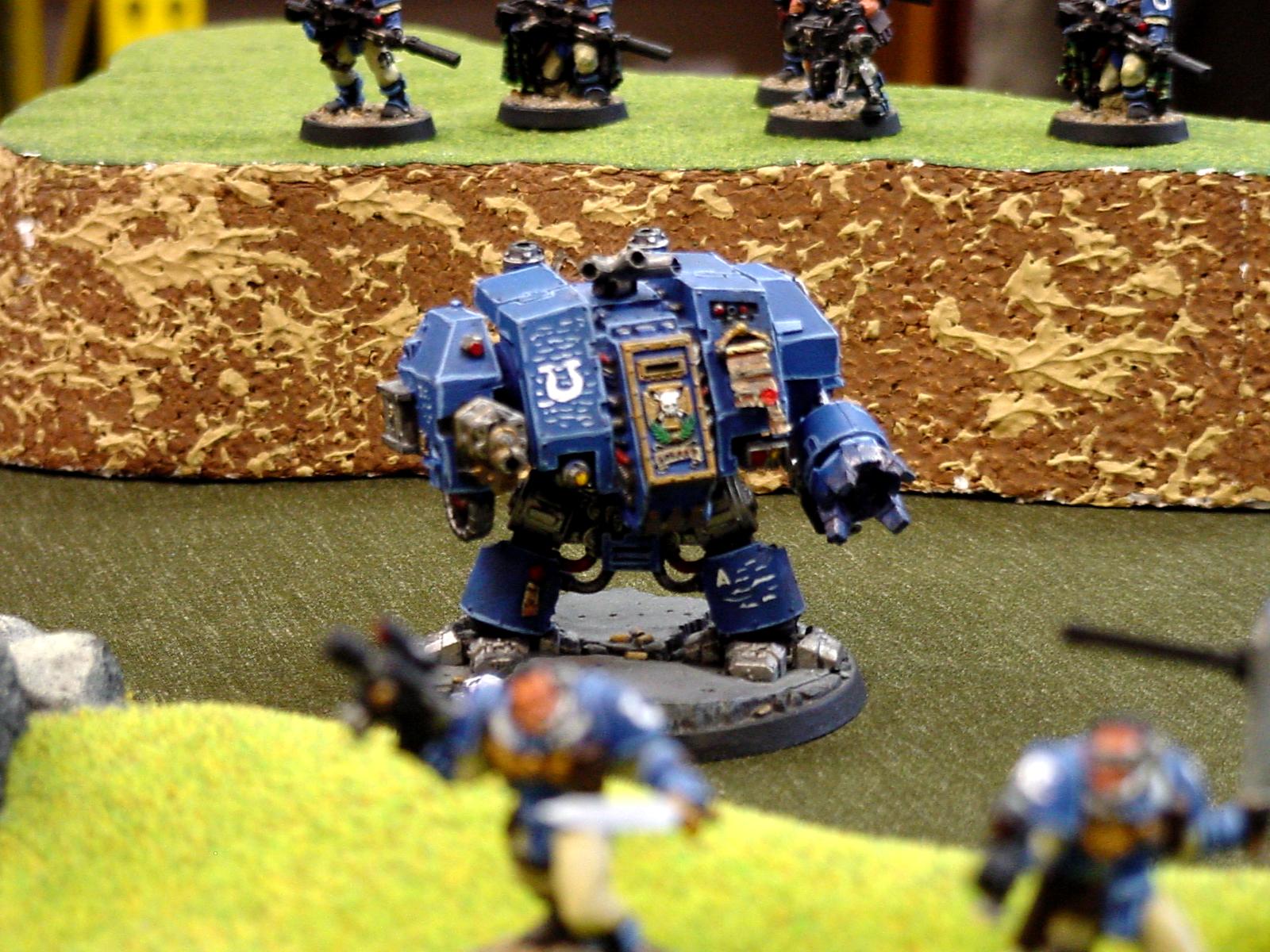 Assault Cannon, Conversion, Custom, Dreadnought, Hard Edge Highlighting, Space Marines, Ultramarines, Warhammer 40,000