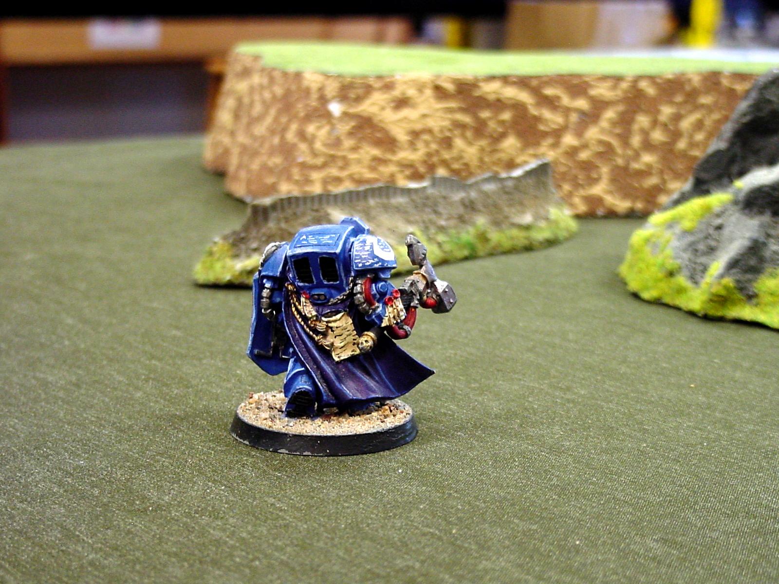 Captain, Conversion, Custom, Hard Edge Highlighting, Lysander, Space Marines, Storm Shield, Terminator Armor, Thunder Hammer, Ultramarines, Warhammer 40,000