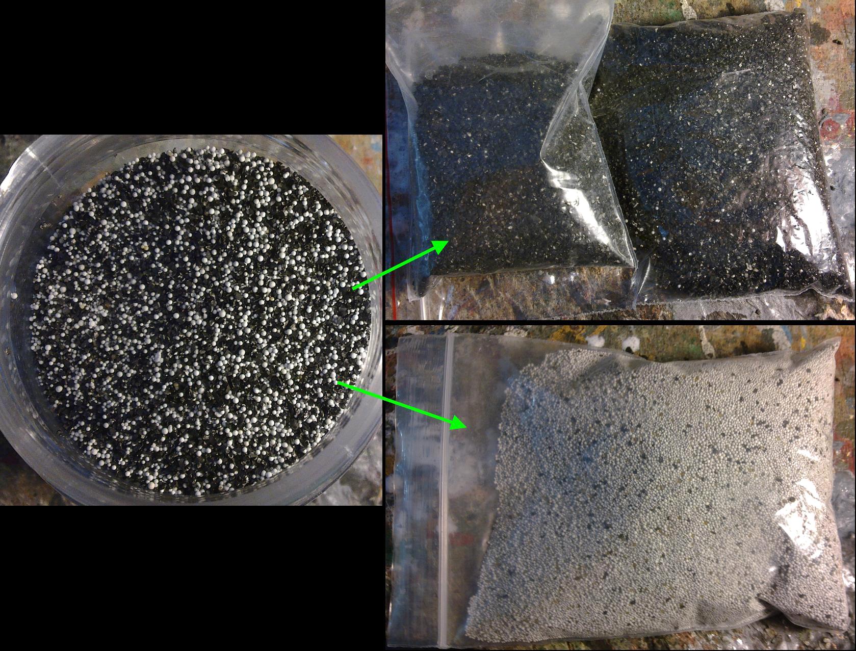 Water filter materials for gravel and rivets