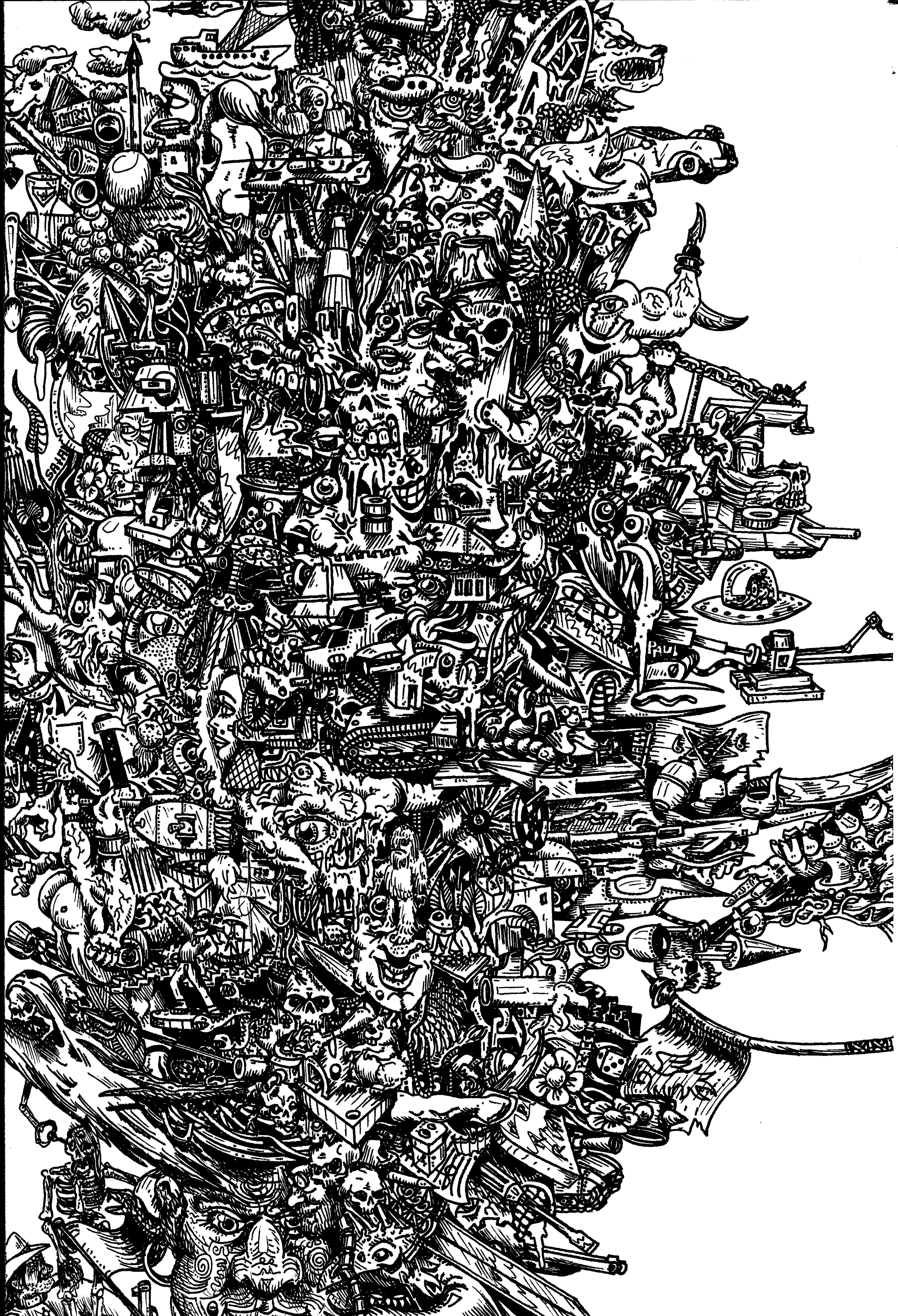 Artwork, Bizzar, Chaos, Drawing, Old, School, Style