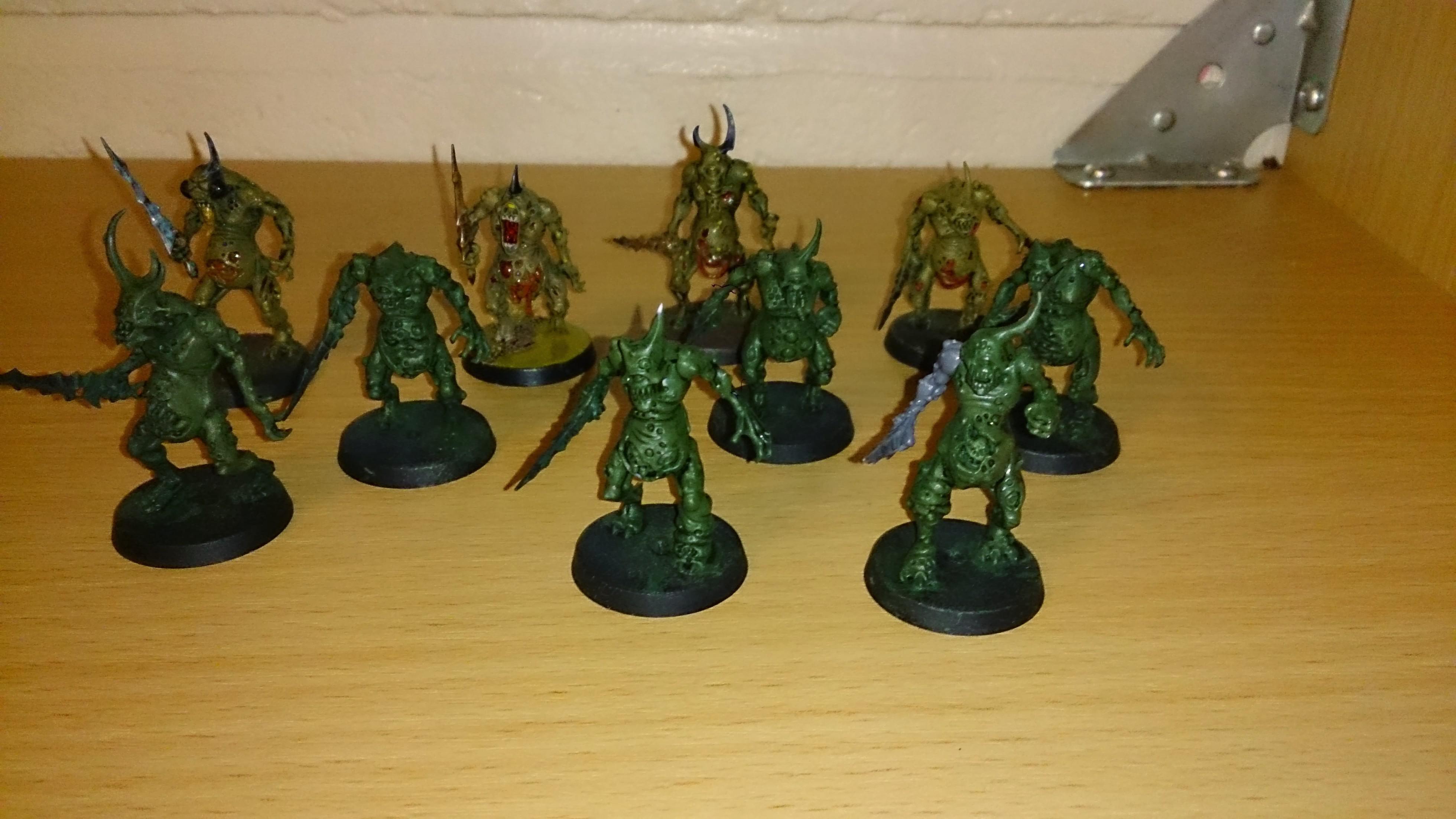 One of the two units of plastic plague bearers.  all base coated and a few are finished 