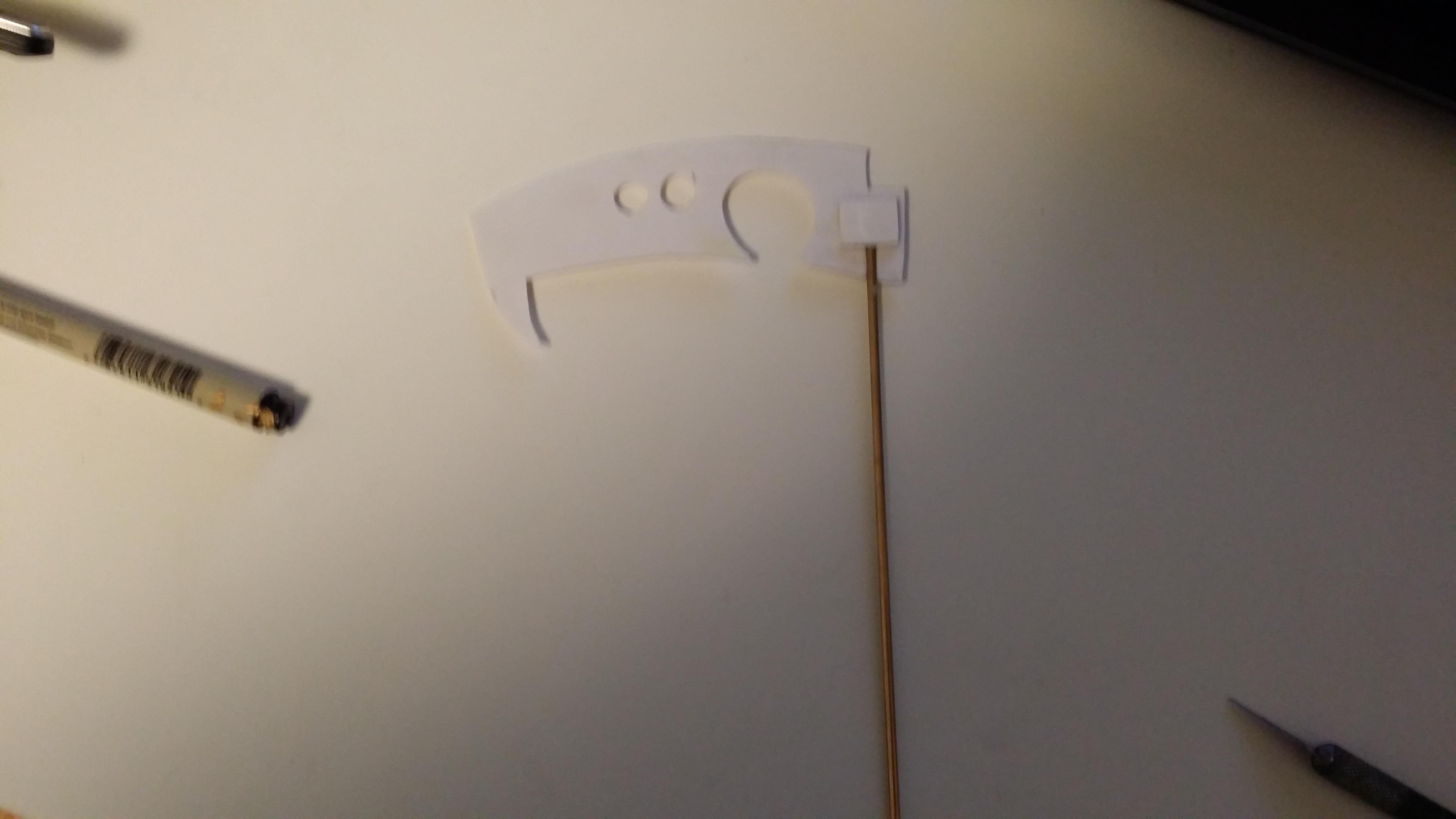 Finally cut out with the handle in it, I might need to get a thicker handle and a thicker/longer blade since its a wraithknight