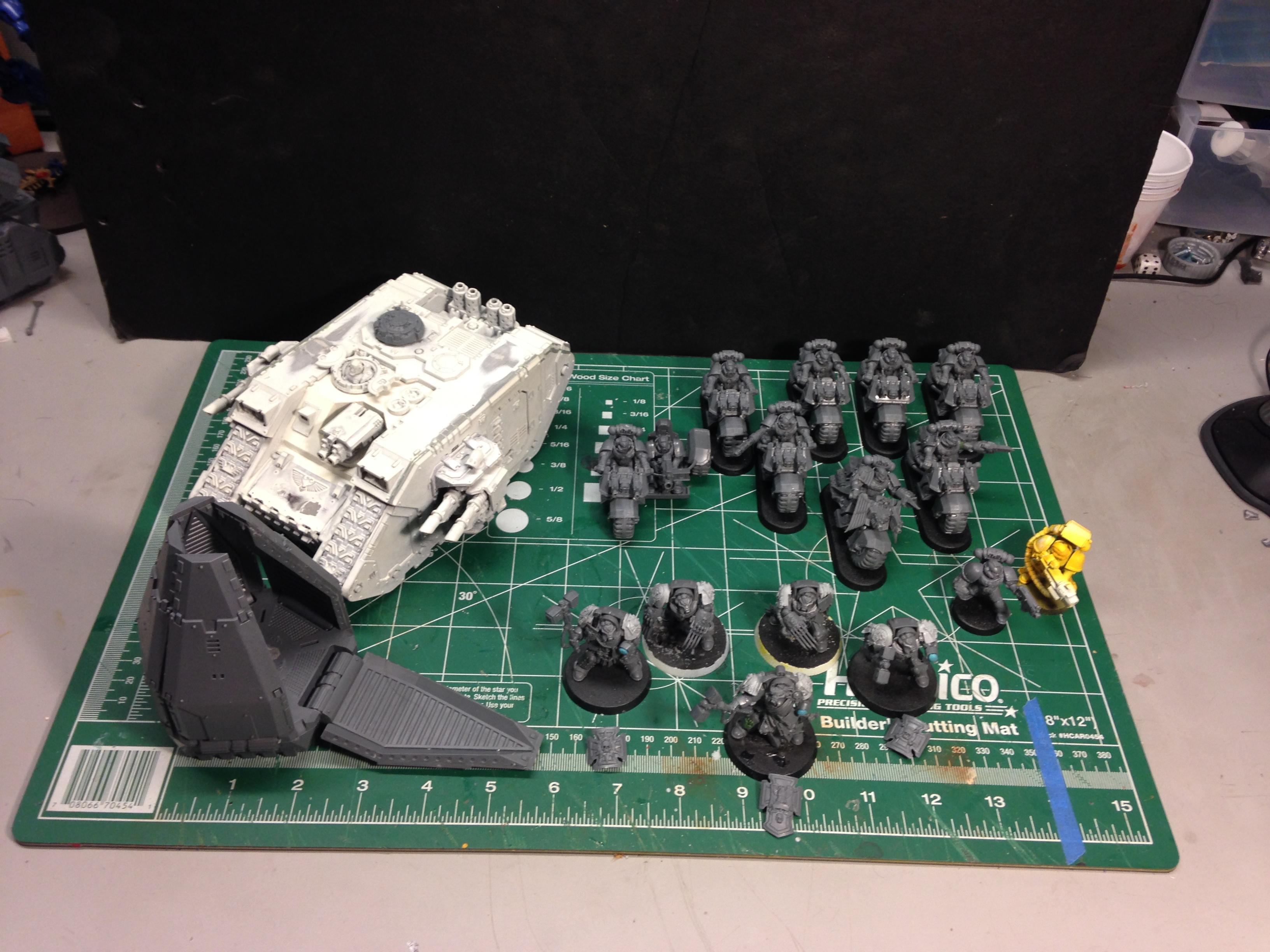 The Tactical squad missing is already painted, but I need a Sergeant with a power fist, and marine with a Plasma Cannon. I dropped the Attack Bike from this list for the power fist and cannon