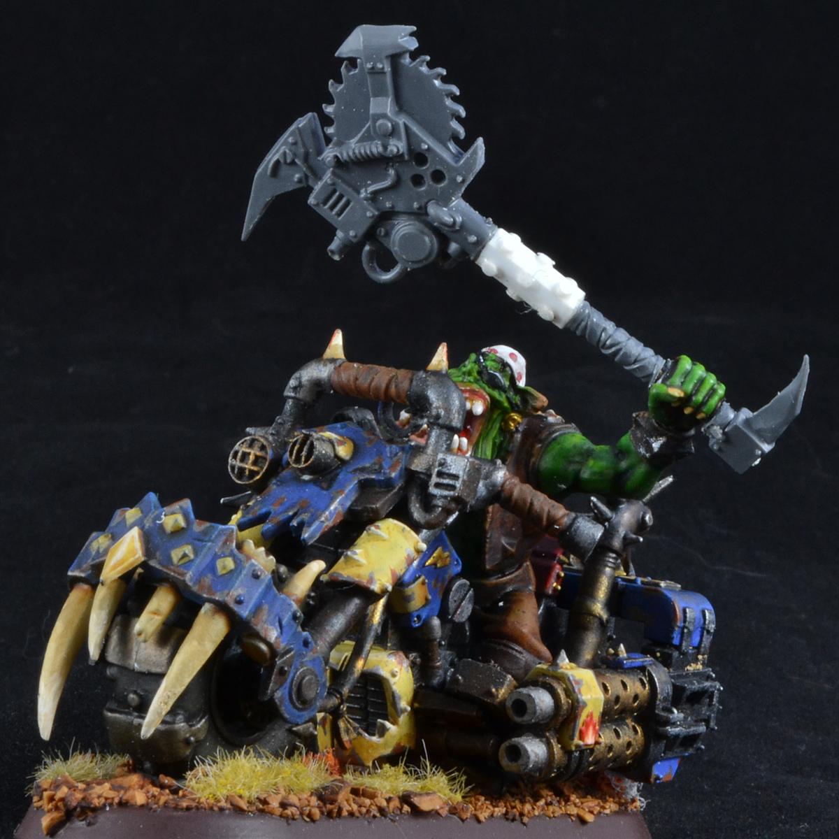 Bad Moons, Big Choppa, Nob, Orks, Warbike, Warhammer 40,000, Work In Progress