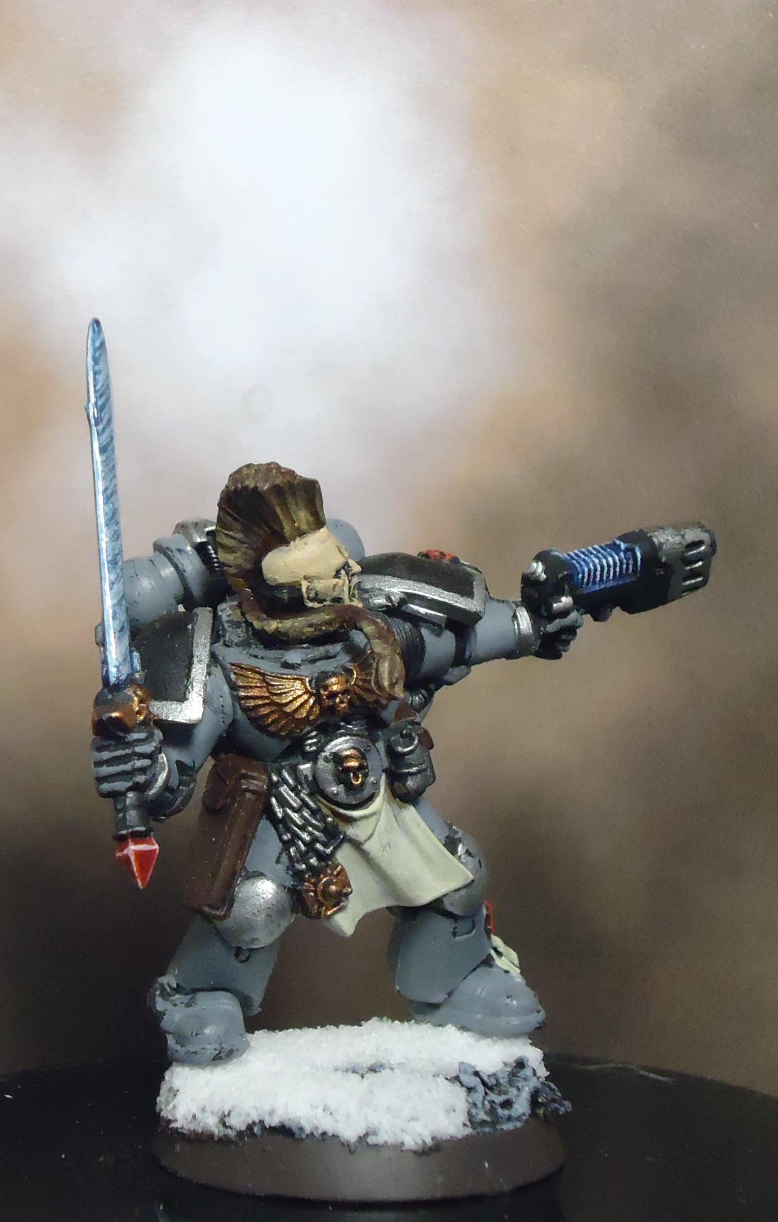 Frost Weapons, Plasma Pistol, Power Armor, Space Marines, Space Wolves, Wolf Guard Battle Leader