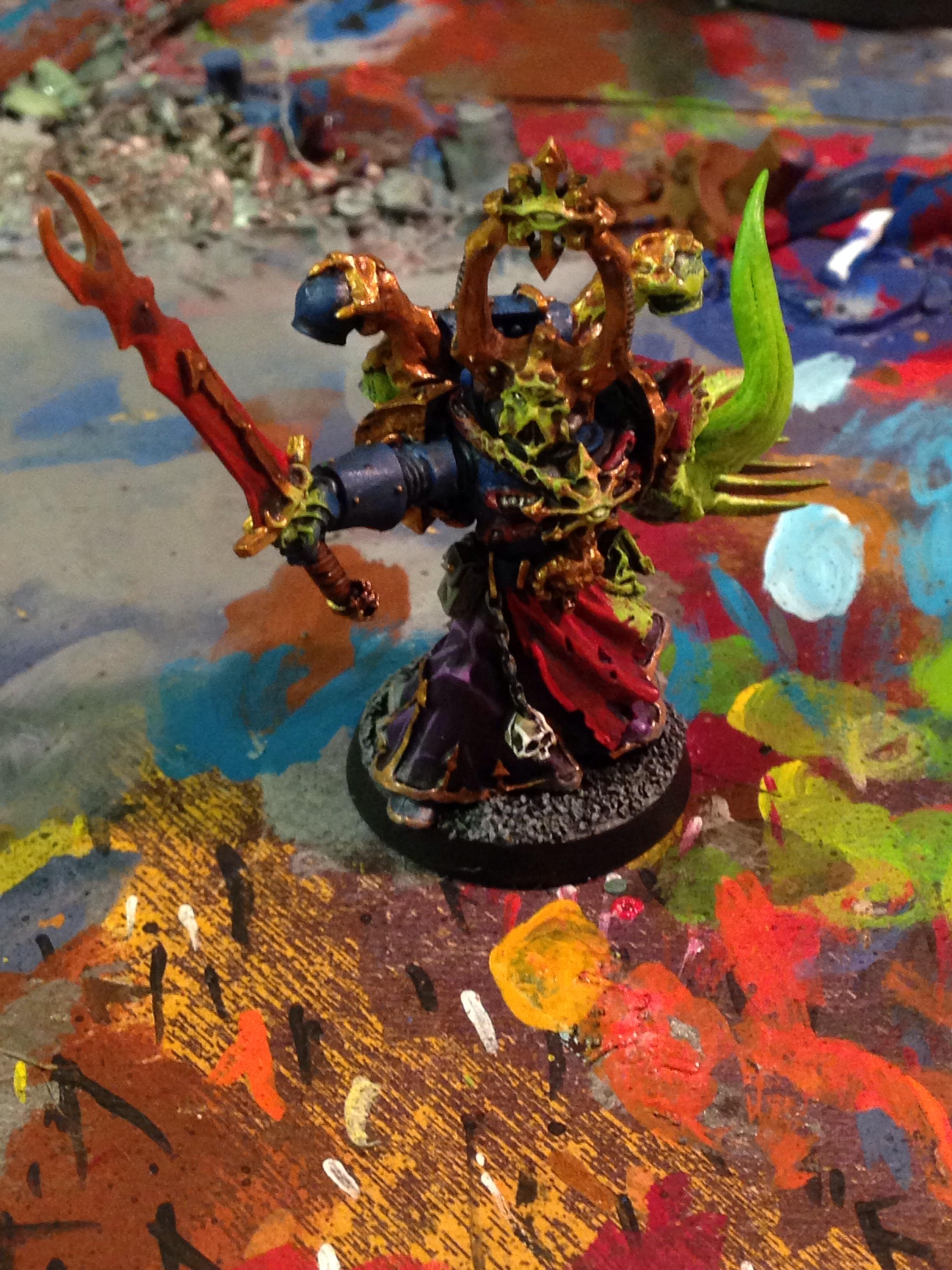 Chaos Space Marines, Conversion, Flames, Glow Affect, Power Armor, Sorcerer, Thousand Sons, Tzeench