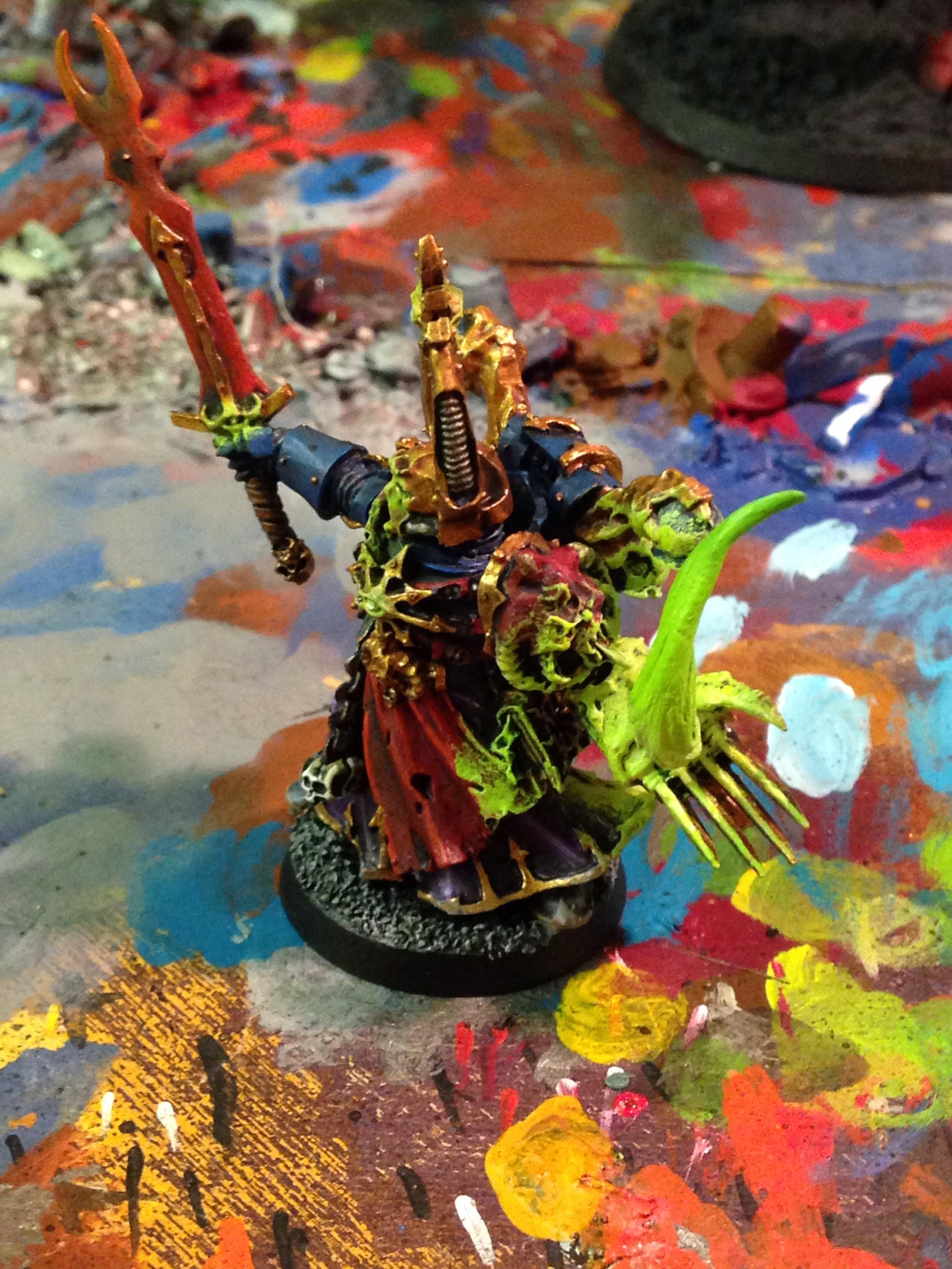 Chaos Space Marines, Conversion, Flames, Glow Affect, Power Armor, Sorcerer, Thousand Sons, Tzeench