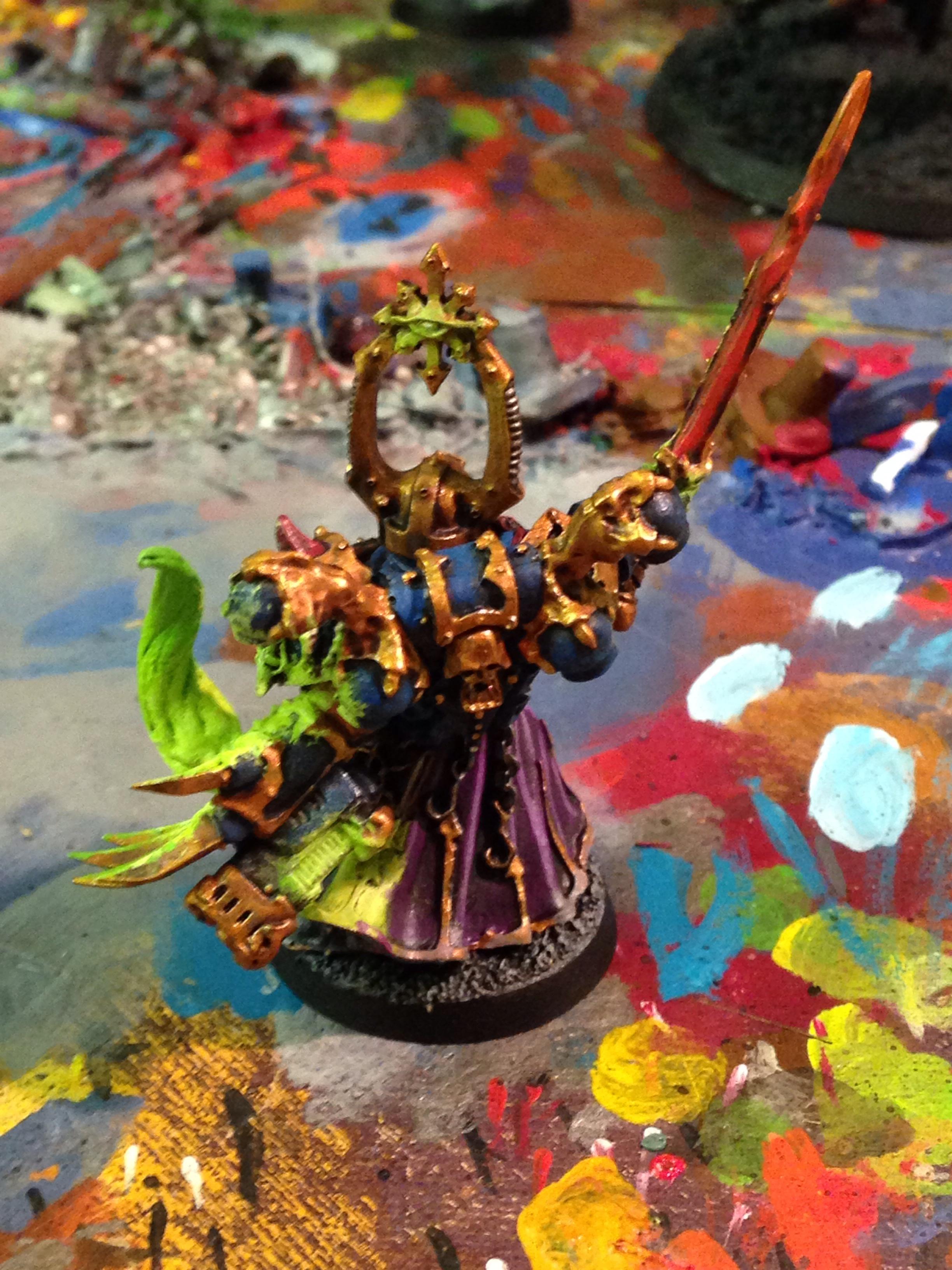 Chaos Space Marines, Conversion, Flames, Glow Affect, Power Armor, Sorcerer, Thousand Sons, Tzeench