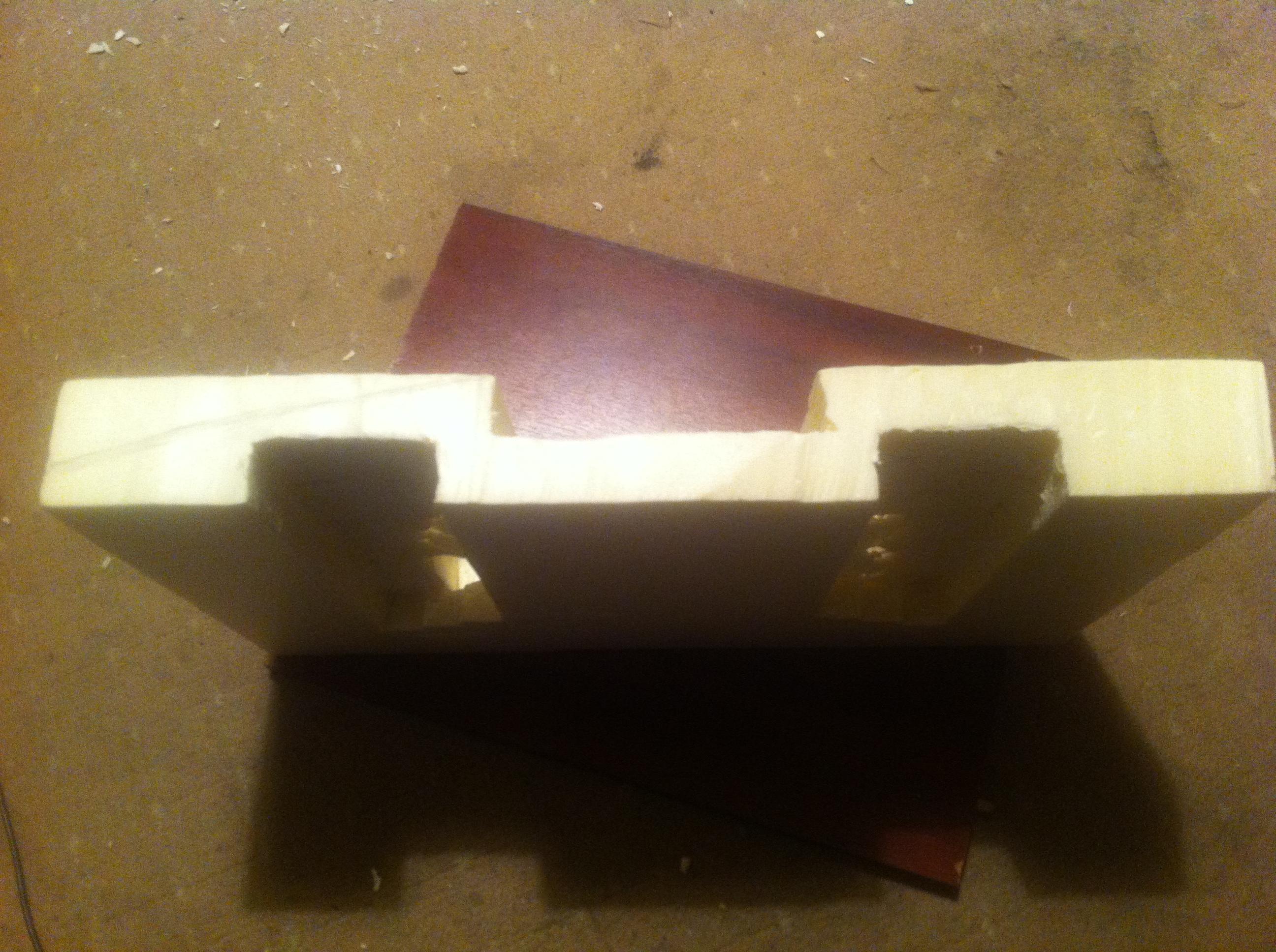 front image showing areas cut from the foamboard