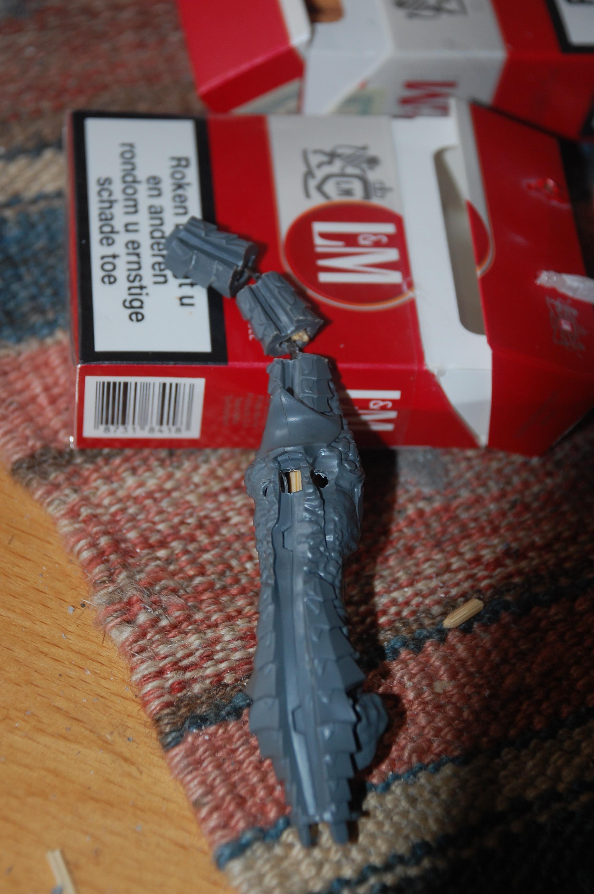 work on rebuilding his neck using wire and skewers