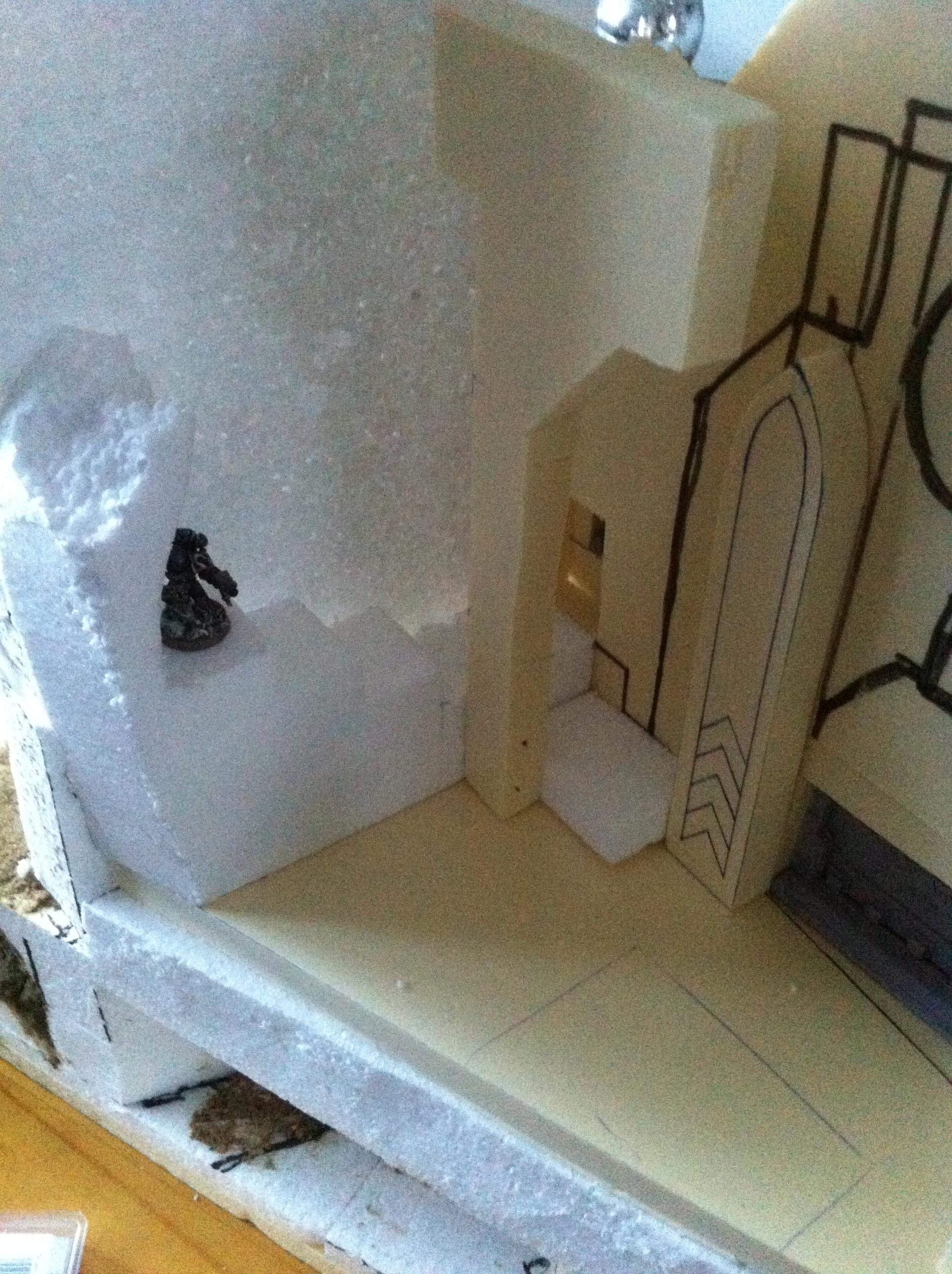 Stairs from great hall to forward rock pillar