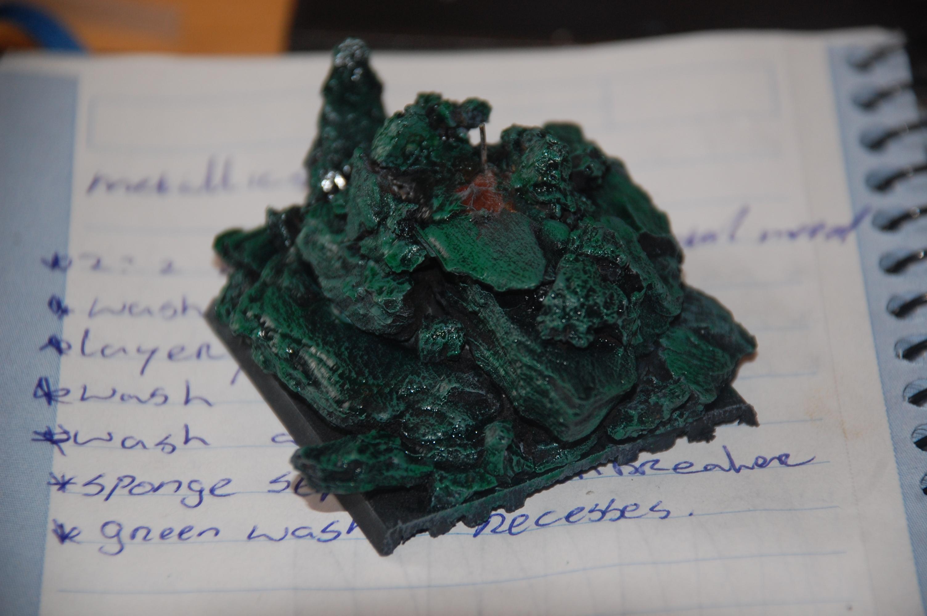 Added a green wash to the rocks also to create a mossy/algea look