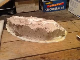 started off by using the offcuts and filler to make the shape of the hill