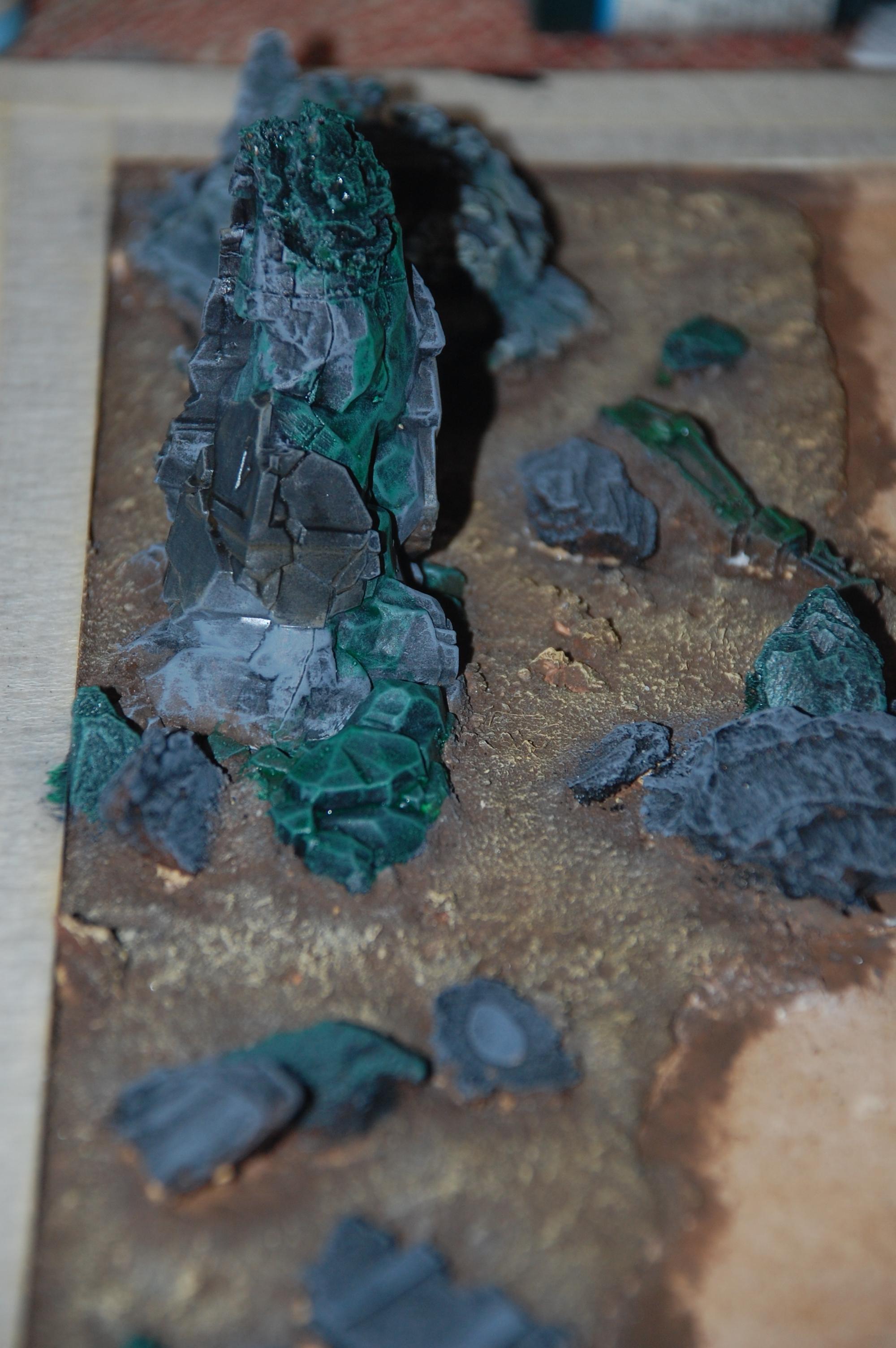 Some work on the rock..gave it a greeen wash on some random spots to simulate algae/moss