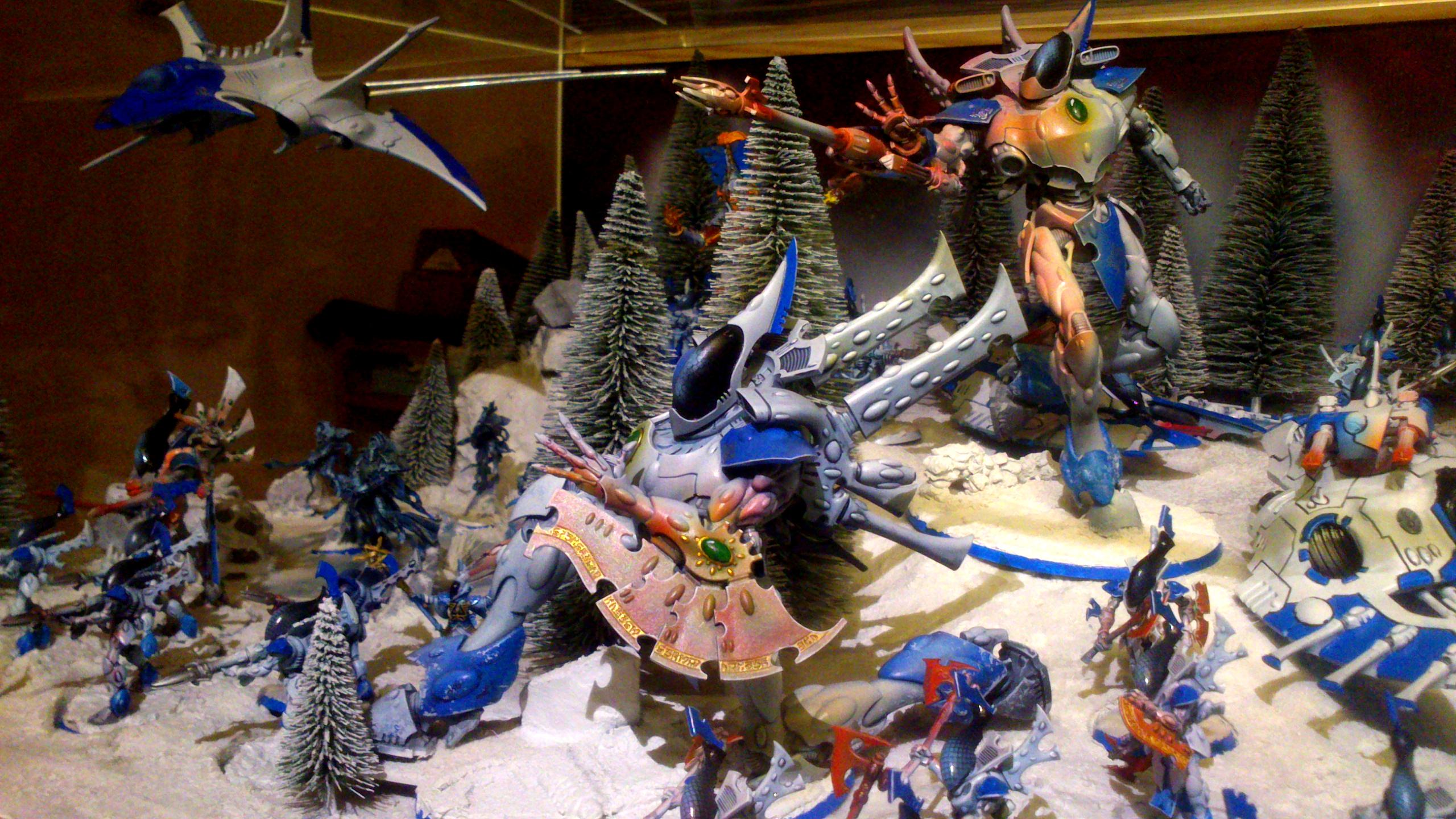 Army, Blue White, Diorama, Eldar, Eldar Wraith Army, Forest, Host, Iyanden, Iybraesil, Iybraezil, Snow, Spirit, Spirit Host, Spirit Only, Warhammer 40,000, Warhammer Fantasy, Winter, Wraith, Wraith Host, Wraith Only, Wraithguard, Wraithknight, Wraithknights