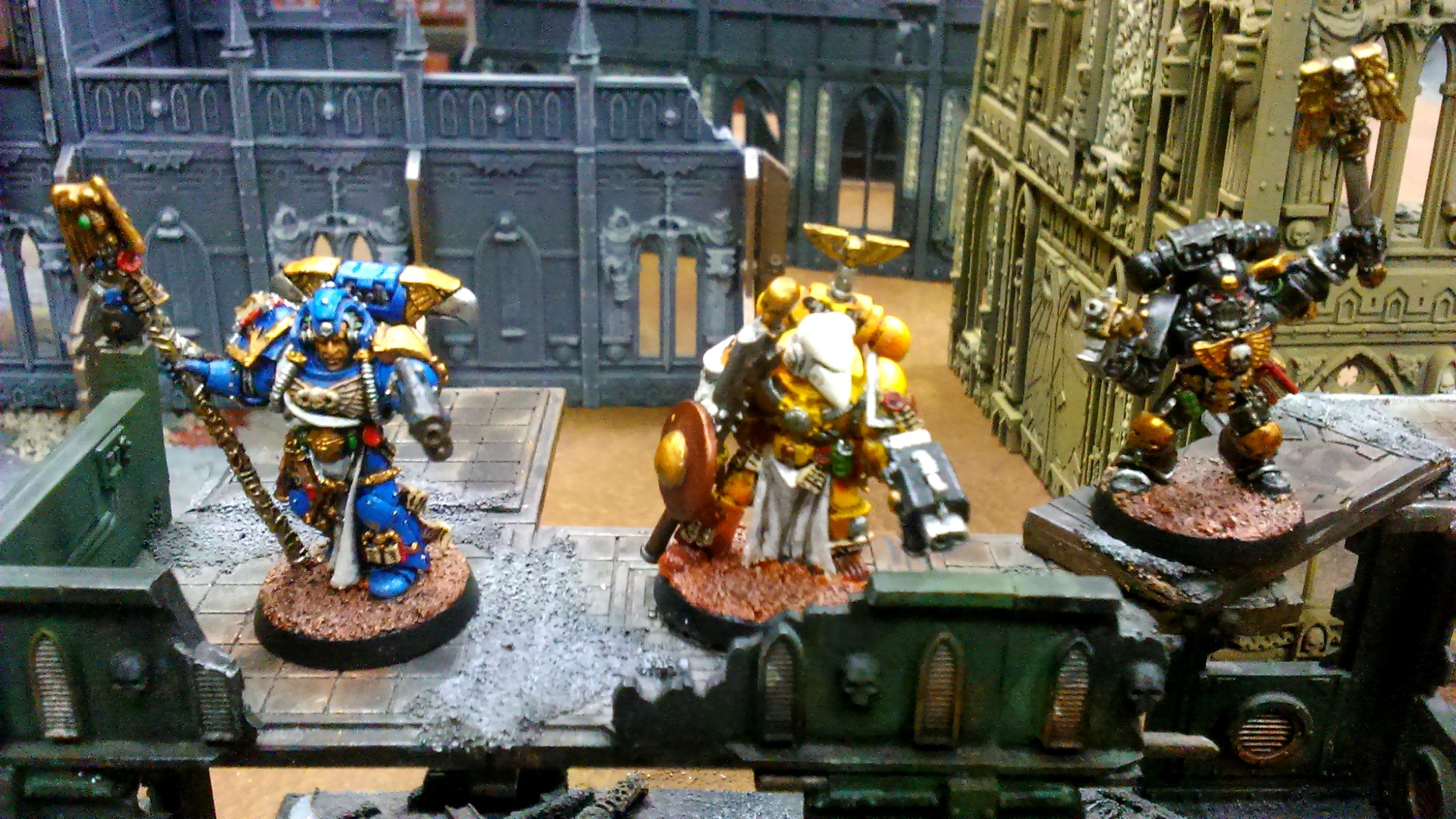 Captain, Chaplain, Headquarters, Imperial Fists, Librarian, Space Marines, Warhammer 40,000