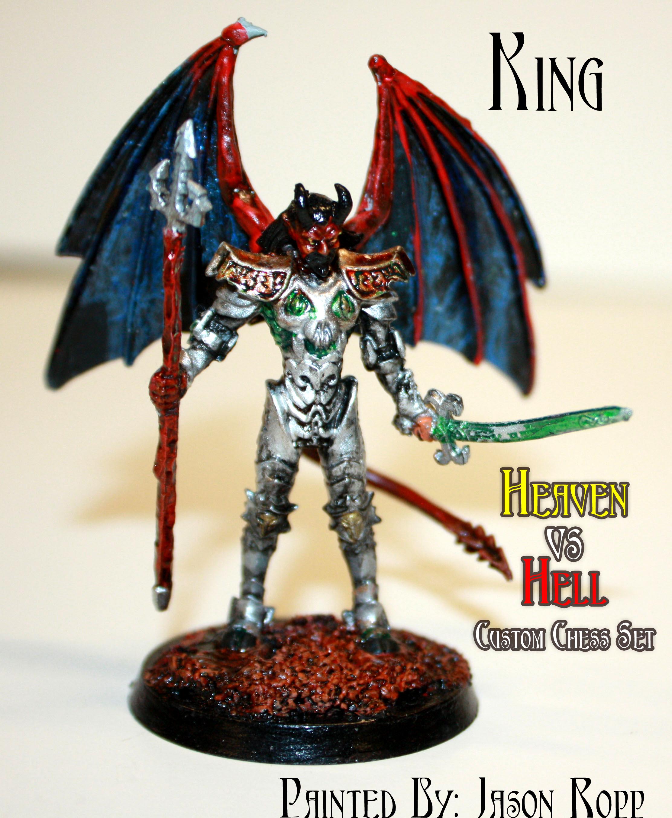 28mm, Angel, Angelic, Chess Set, Chess. Miniatures, Custom, Dandd, Devil, Dragon, Dungeons, Dungeons And Dragons, Heavan Vs Hell, King, Miniaures, Roleplay, Satan