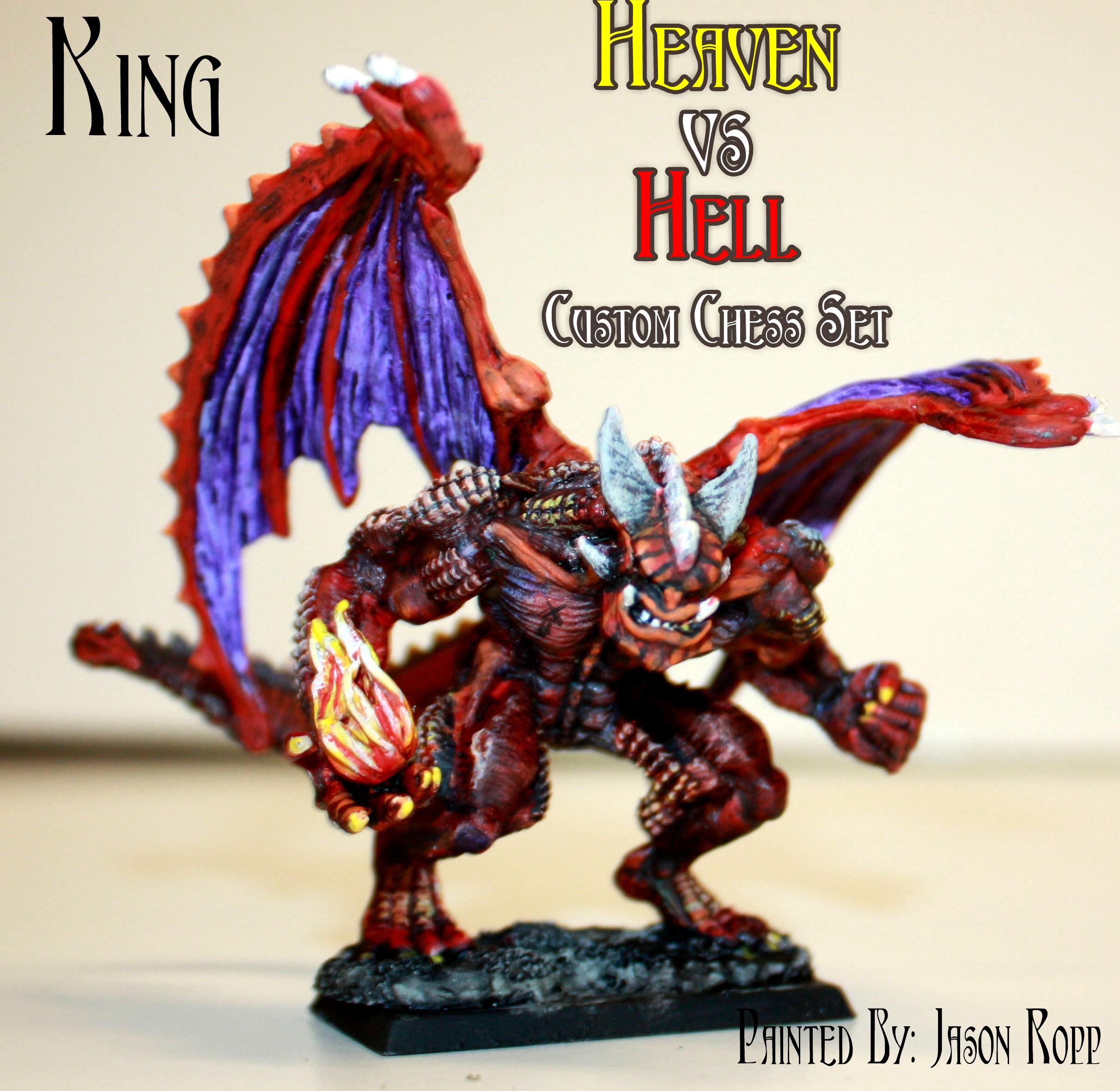 28mm, Angel, Angelic, Chess Set, Chess. Miniatures, Custom, Daemons, Dandd, Devil, Dragon, Dungeons, Dungeons And Dragons, Heavan Vs Hell, Miniaures, Pit Fiend, Reaper, Roleplay, Satan