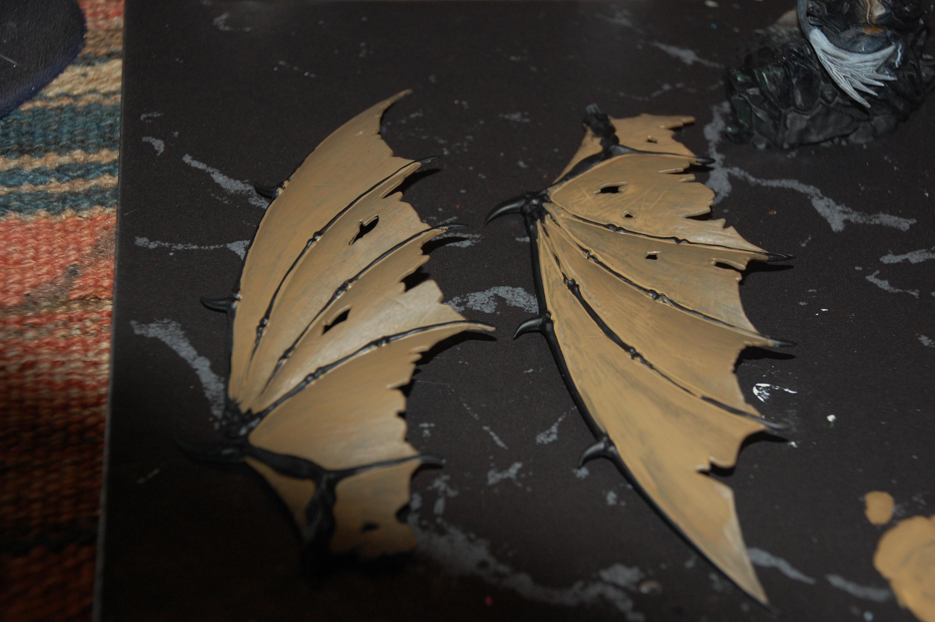 Basecoated the fleshy parts of the wings with VGC Heavy brown