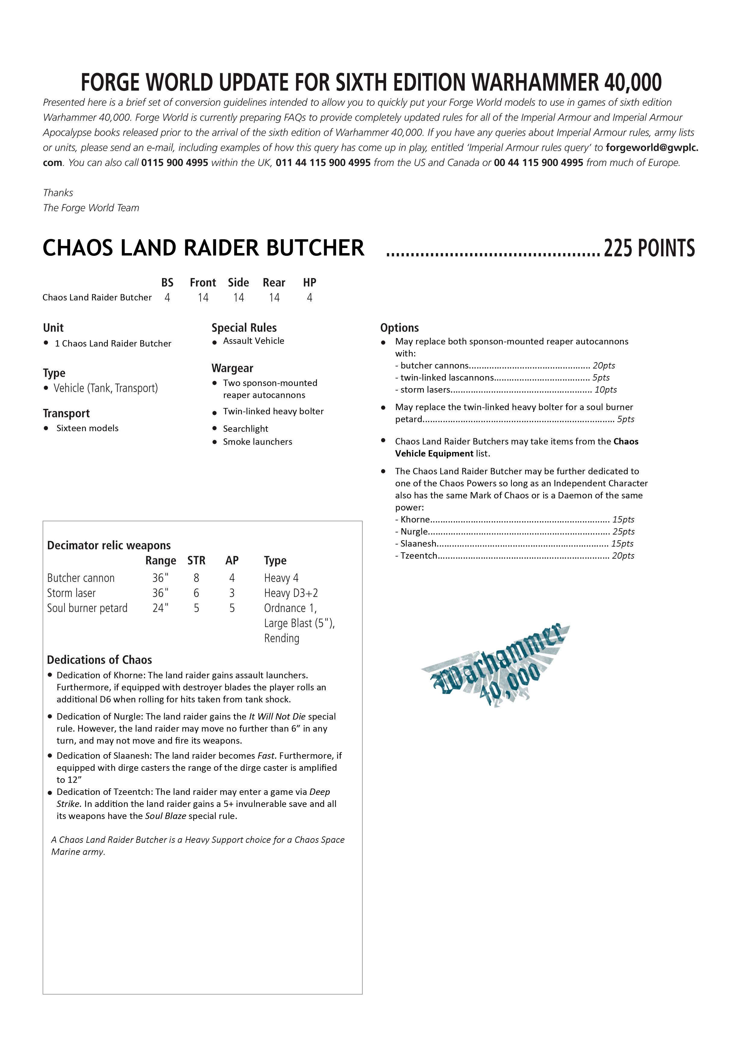 Alternate Land Raider, Butcher, Chaos, Fan-made, Land Raider, Photoshop