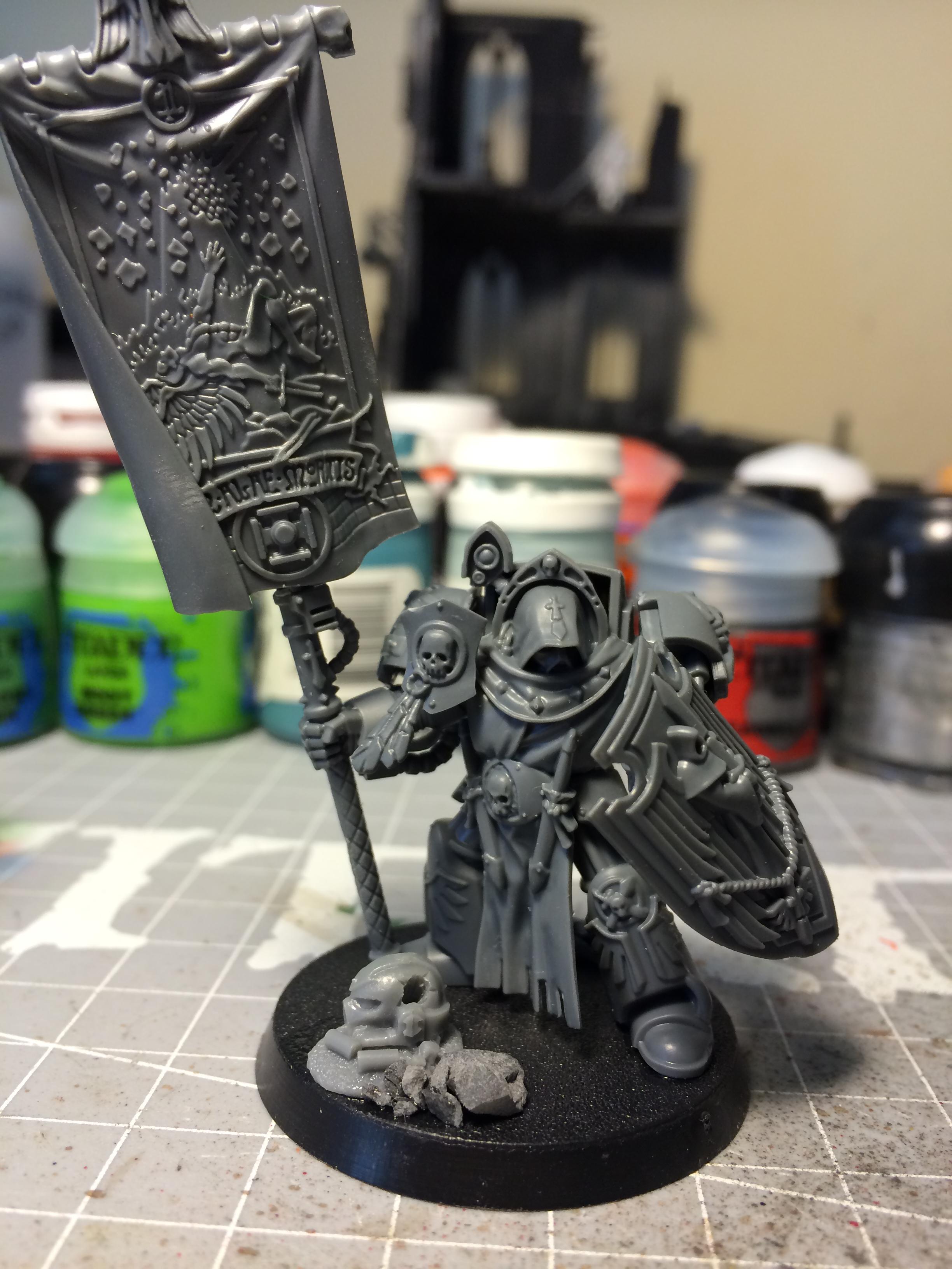 Assault Cannon, Banner, Dark Angels, Deathwing, Deathwing Command Squad, Maces, Robes, Terminator Armor, White