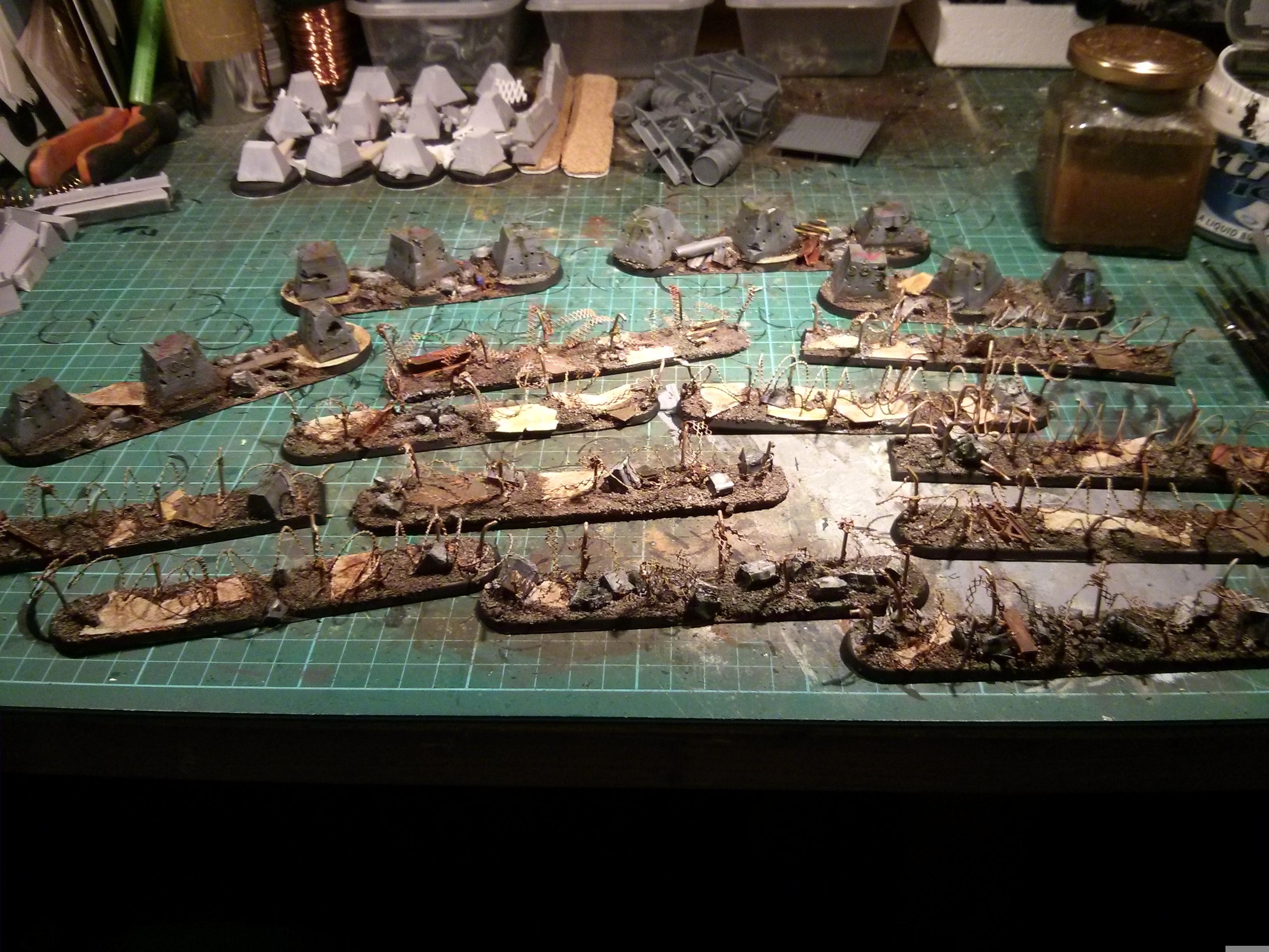 Tank Traps, Terrain, Finished Tank Traps and Tangle Wire